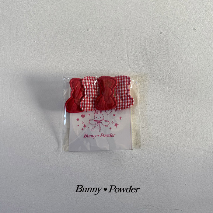 正韓夏BUNNY POWDER 紅色蝴蝶結髮夾