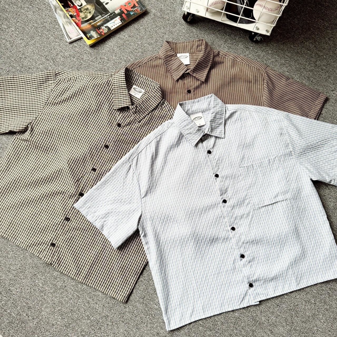 格紋口袋寬短版型襯衫 98355