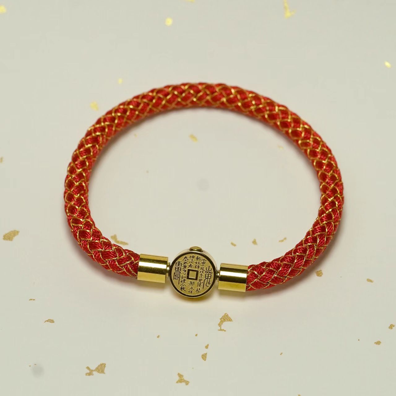 WW044 A44 山鬼花錢五行龍鱗手繩 紅色 默認18手圍可戴