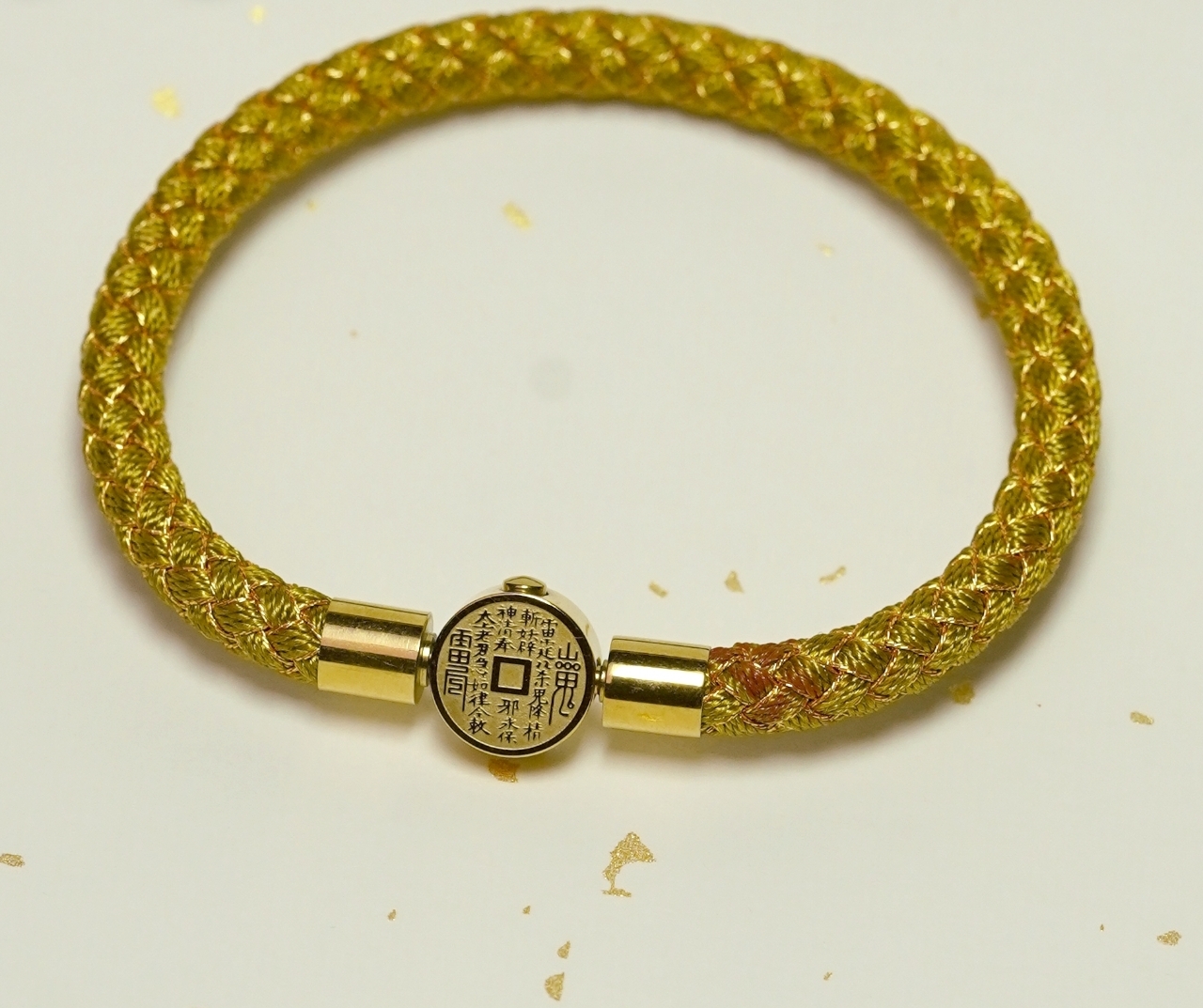 WW045 A45 山鬼花錢五行龍鱗手繩 黃色 默認18手圍可戴