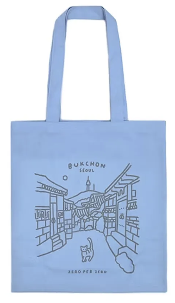 韓國Zero Per Zero｜貓的旅行＿藍 環保帆布袋 托特包