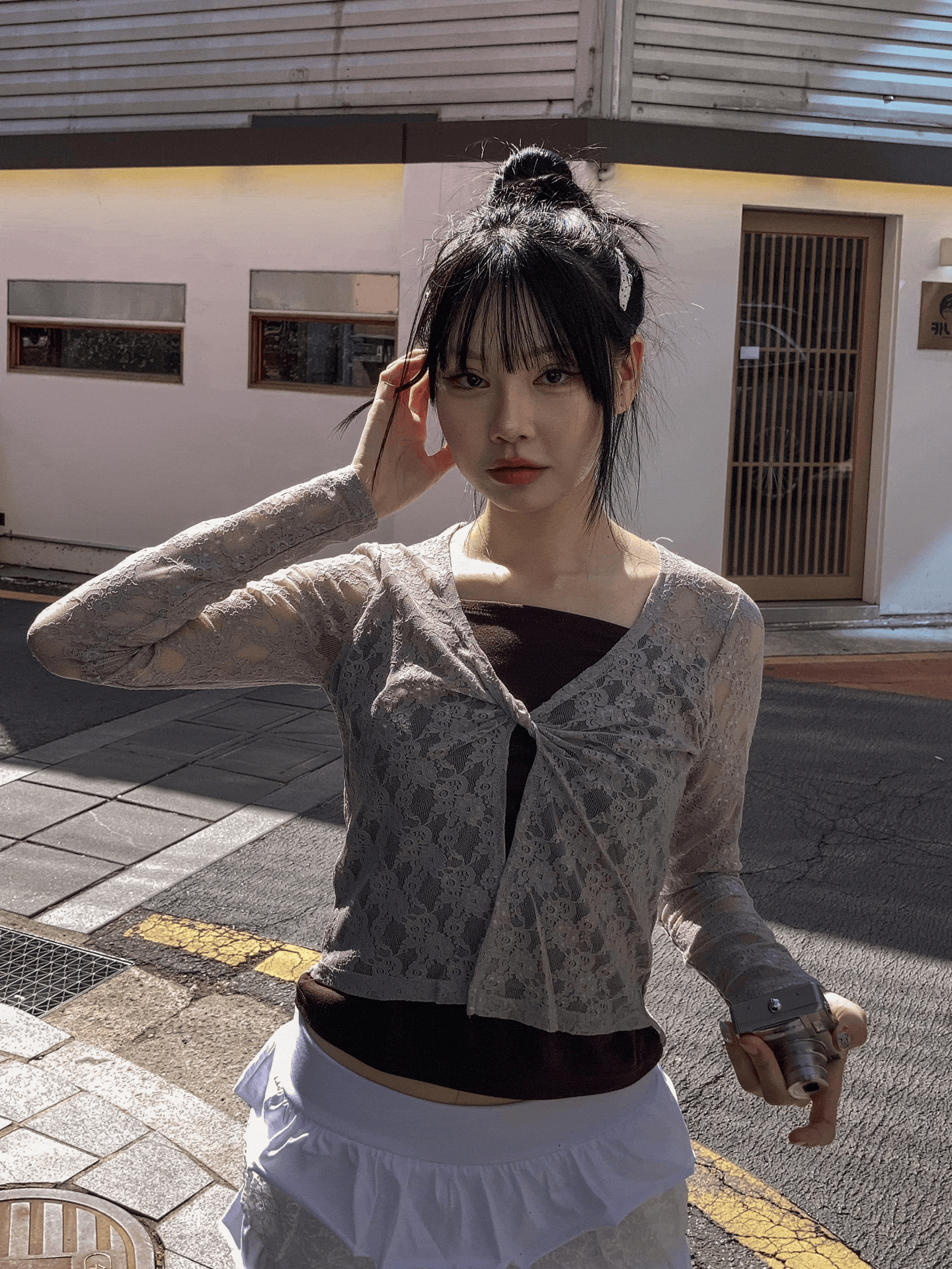 蕾絲扭結外搭層疊上衣〈🇰🇷DAY 1〉