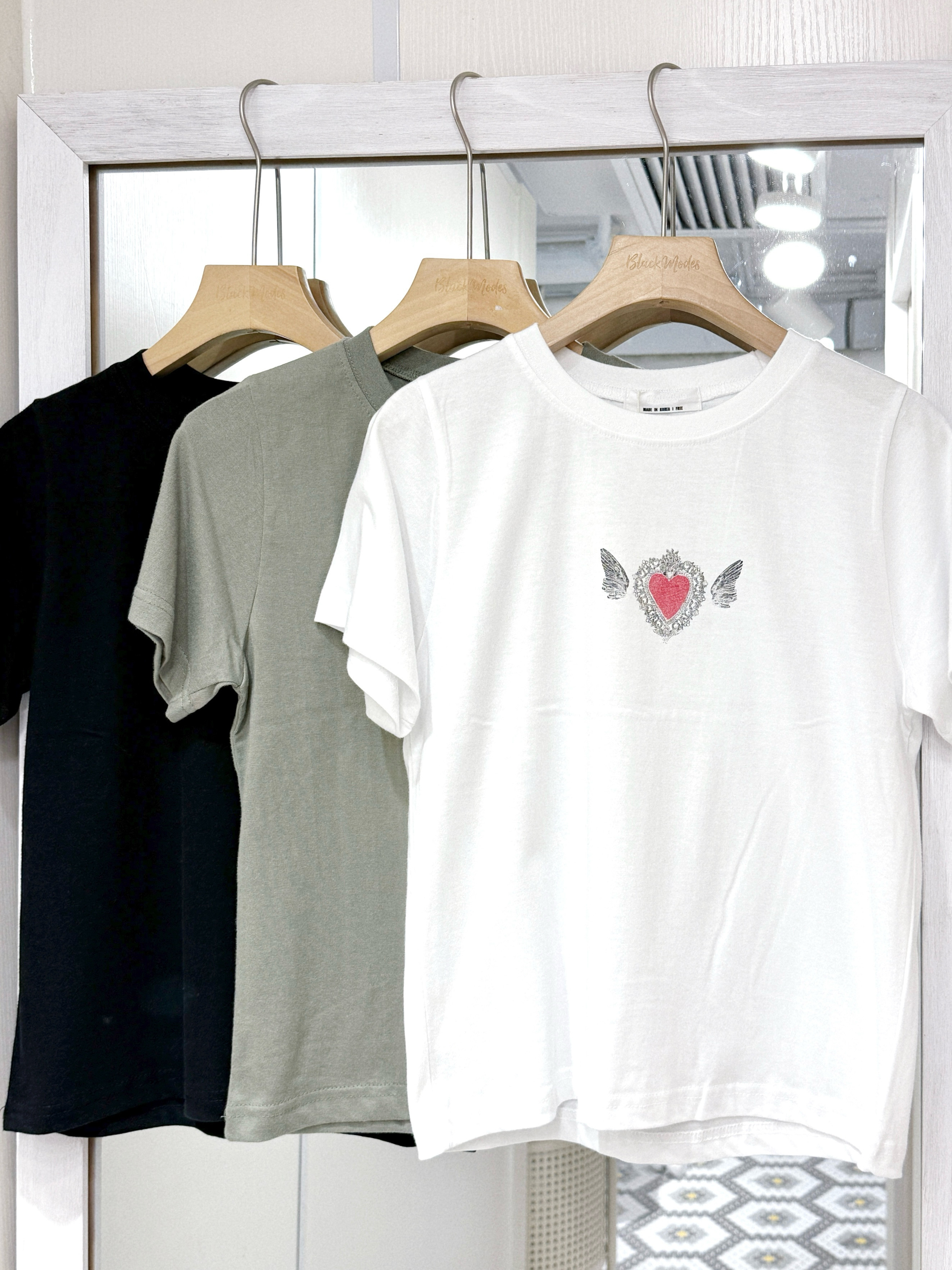 T1326｜復古翅磅心心短版TEE꒰ ঌ 𓊆❤︎𓊇 ໒꒱