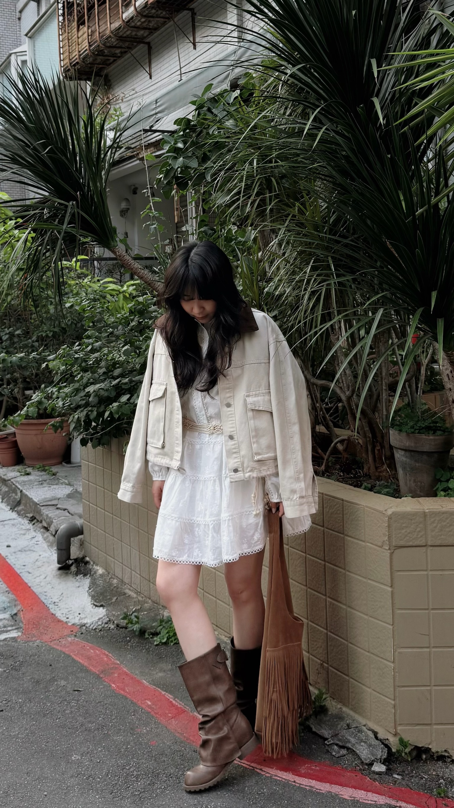 撞色翻領牛仔外套