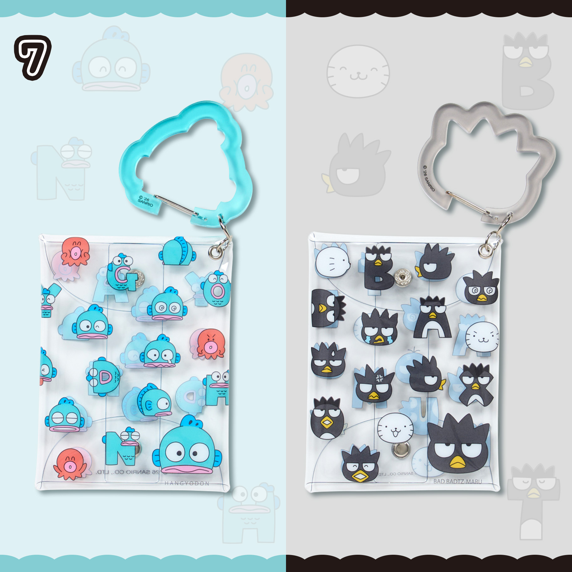 日本 Sanrio Hangyodon 水怪 & Bad Badtz-Maru XO 搞怪表情系列 - 啪啪袋連爬山扣