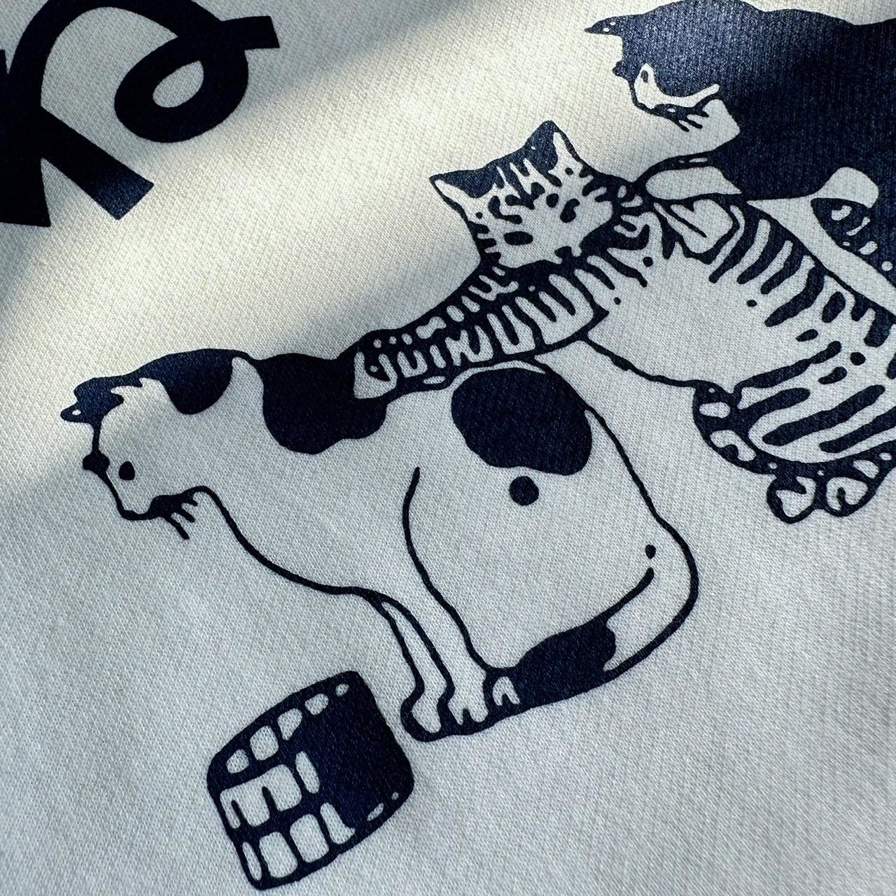 日文貓咪搭肩印花短T 80274