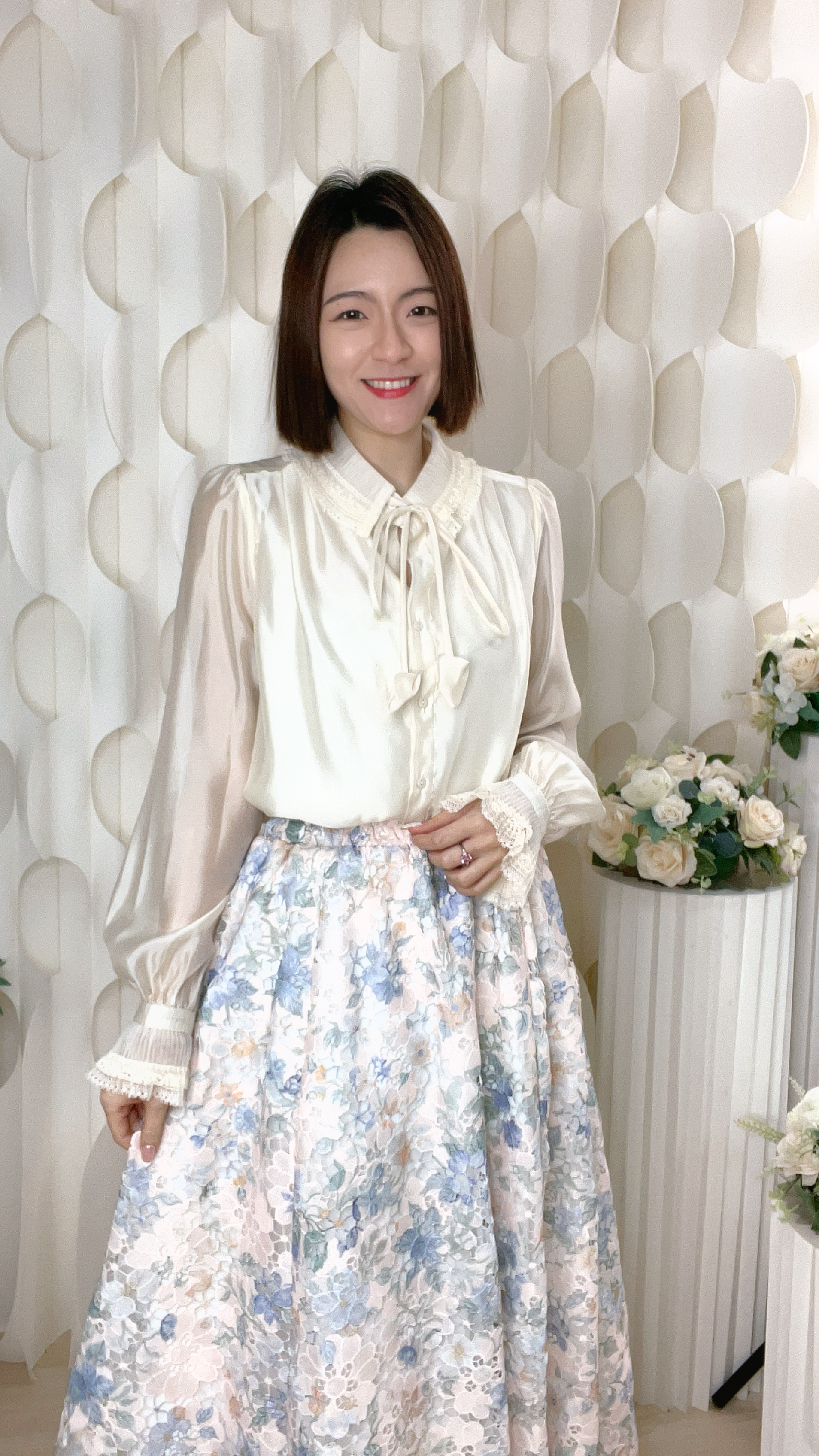 35%真絲LACE反領上衣(胸40 腰40 長23吋)7352 #1903clo