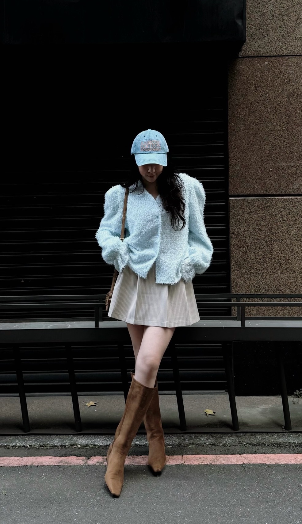 側綁帶西裝短褲裙