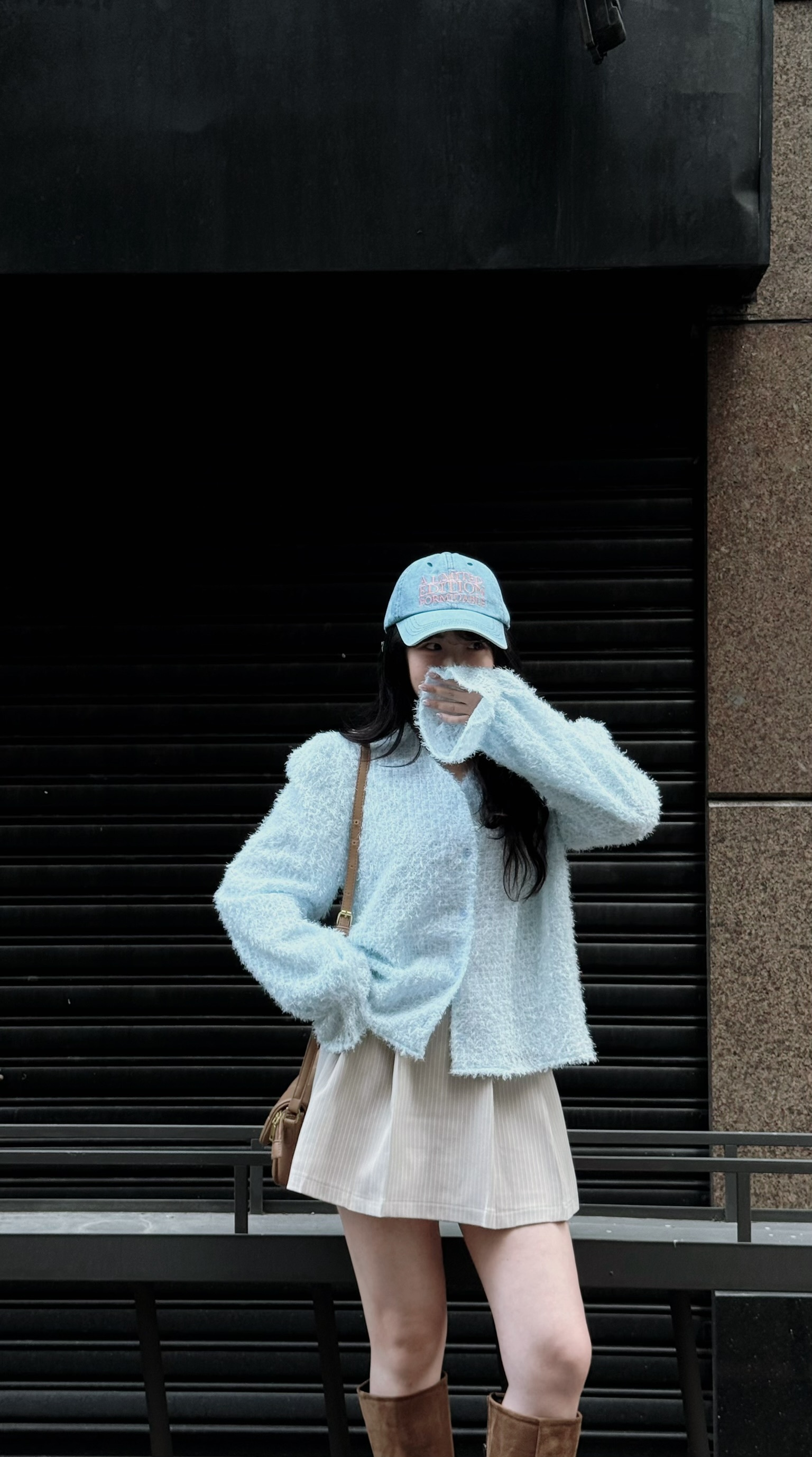 側綁帶西裝短褲裙