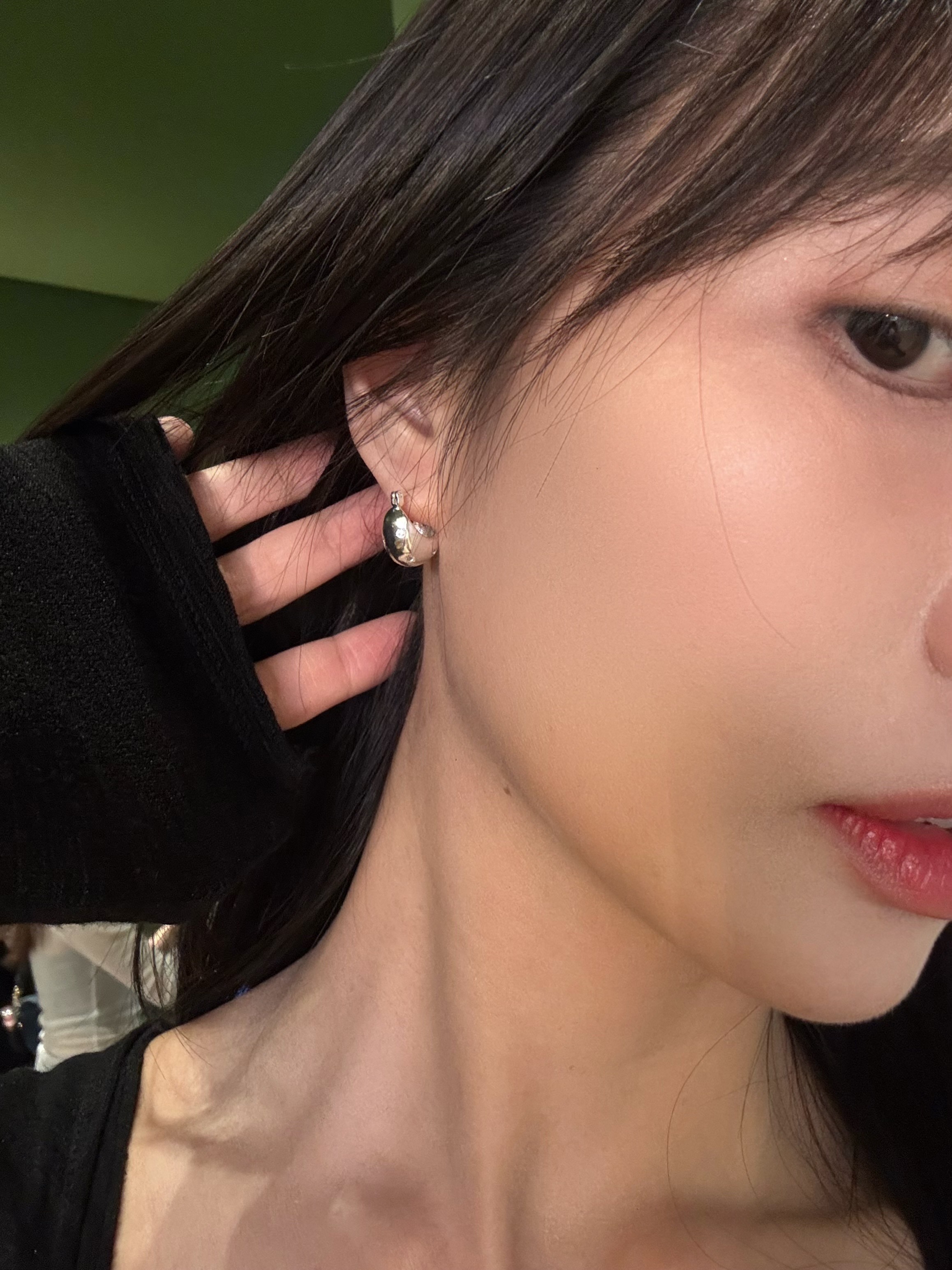 (訂購)日常閃石錐形耳環 AC260301(銀)