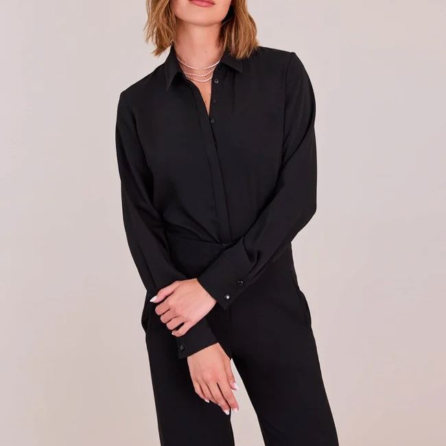 1AF0323-005 [ANNE FONTAINE] Sagane Shirt Black #H14F37603 (EU)