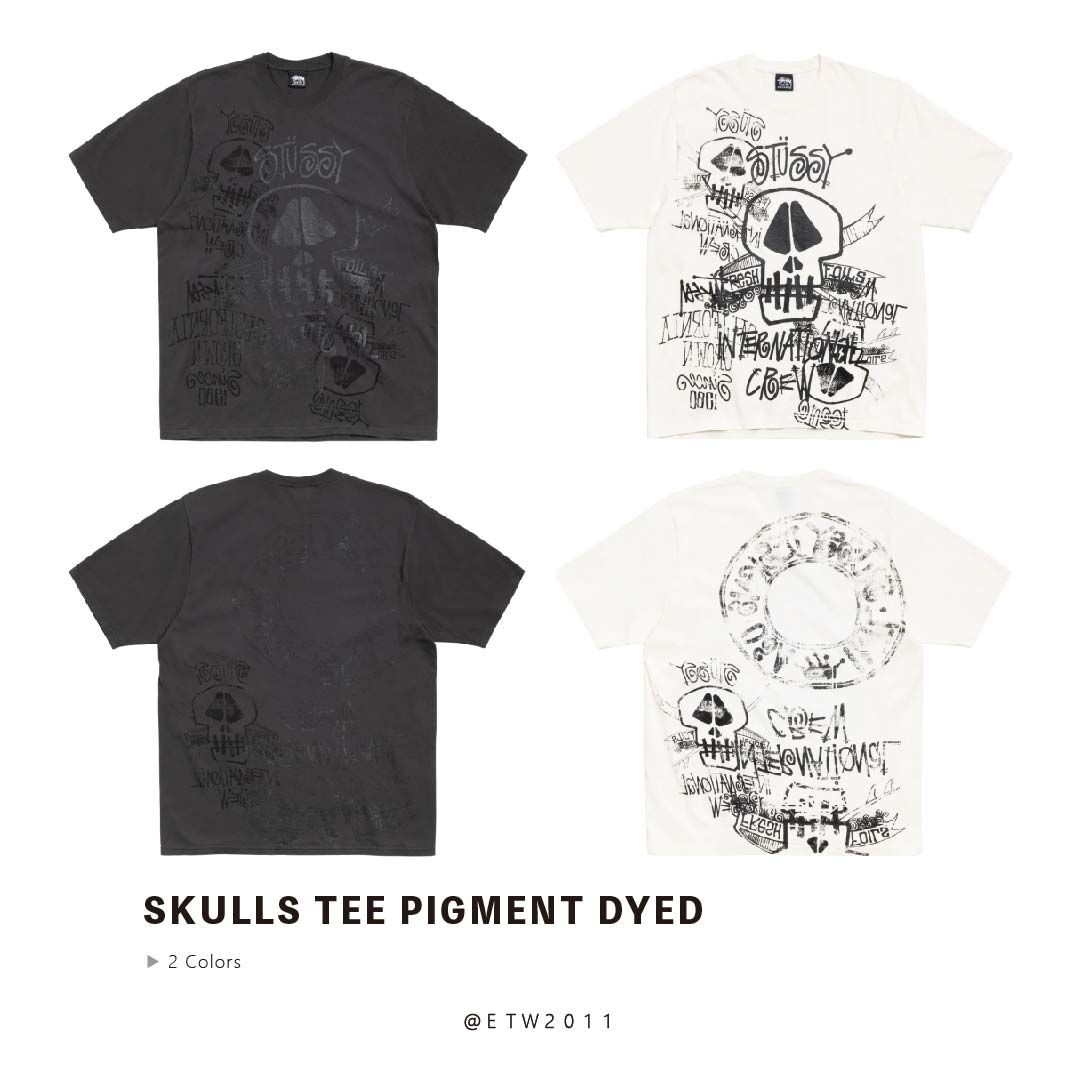 ☆ETW☆【EASY TO WEAR】Stussy 26SS SKULLS TEE PIGMENT DYED 骷髏 水洗 短T 塗鴉
