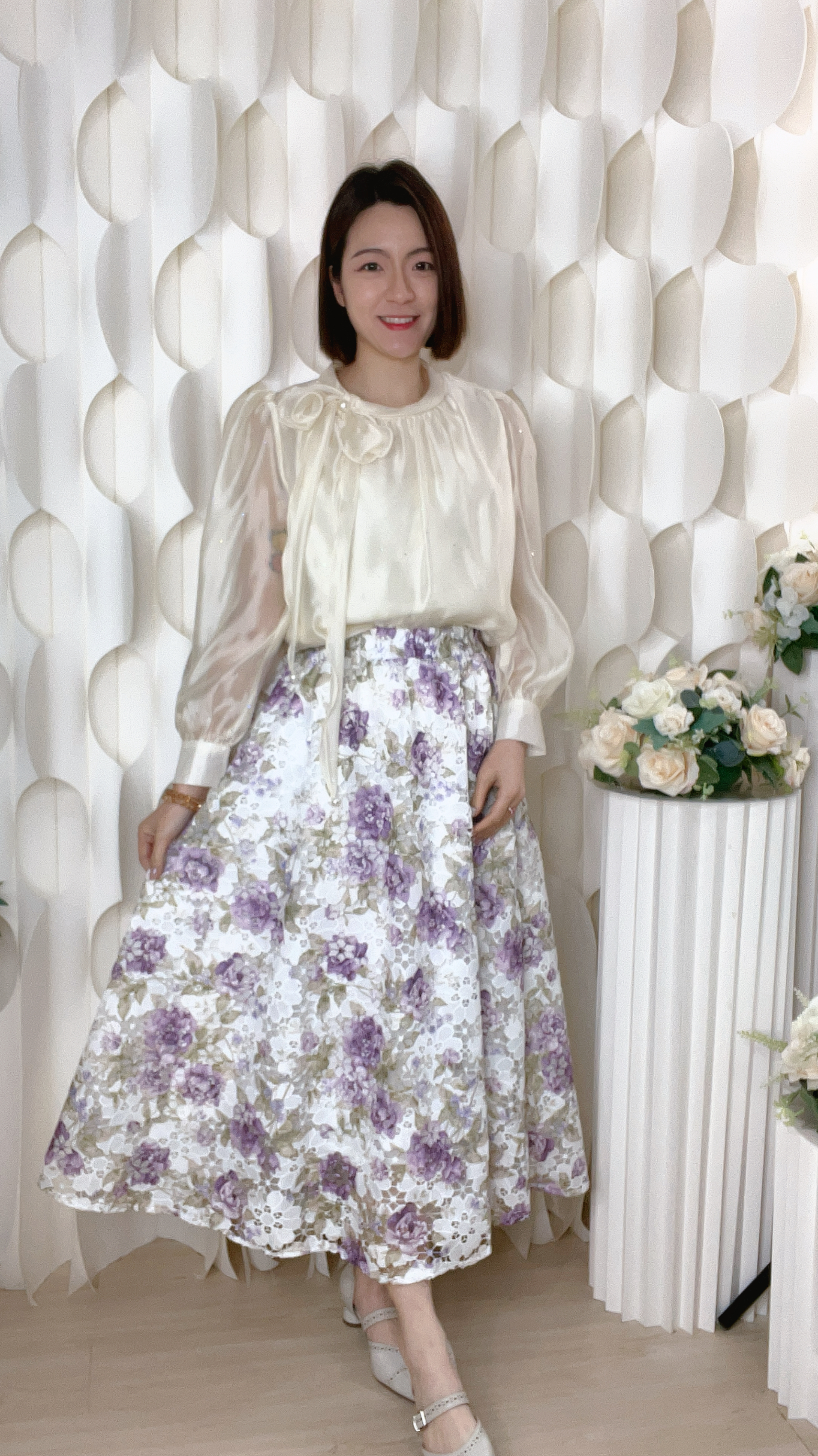 刺綉通花半截裙(腰25-38 臀50 長33吋) 2004 #1903clo