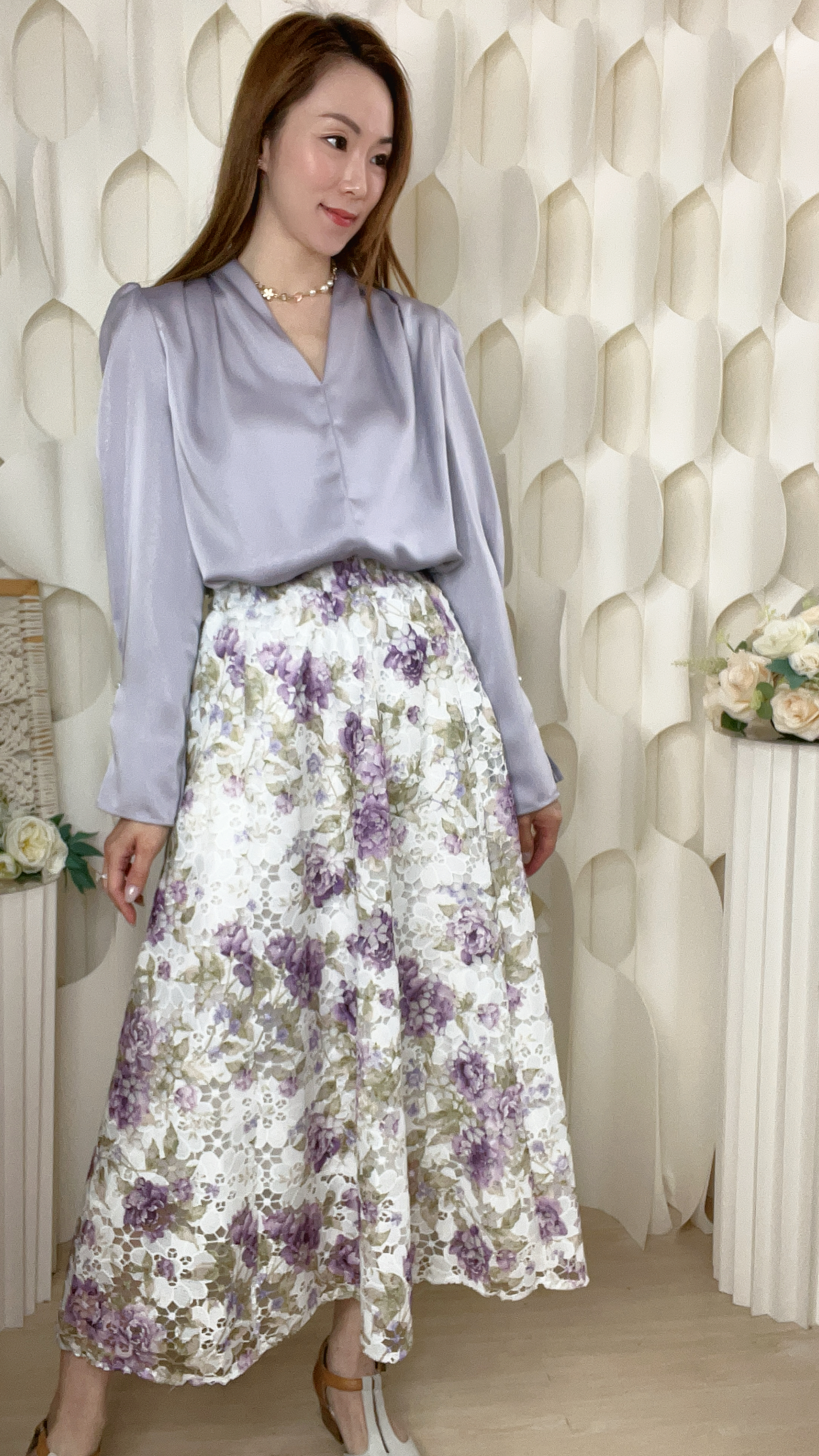 刺綉通花半截裙(腰25-38 臀50 長33吋) 2004 #1903clo