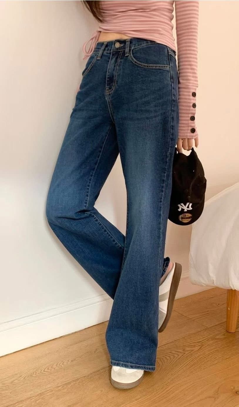 刷色直筒牛仔褲