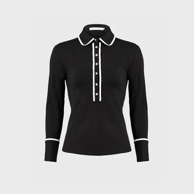 1AF0323-011 [ANNE FONTAINE] Faustine Shirt Black/White #H20F03400 (EU)