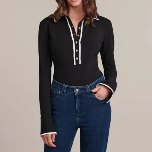 1AF0323-011 [ANNE FONTAINE] Faustine Shirt Black/White #H20F03400 (EU)