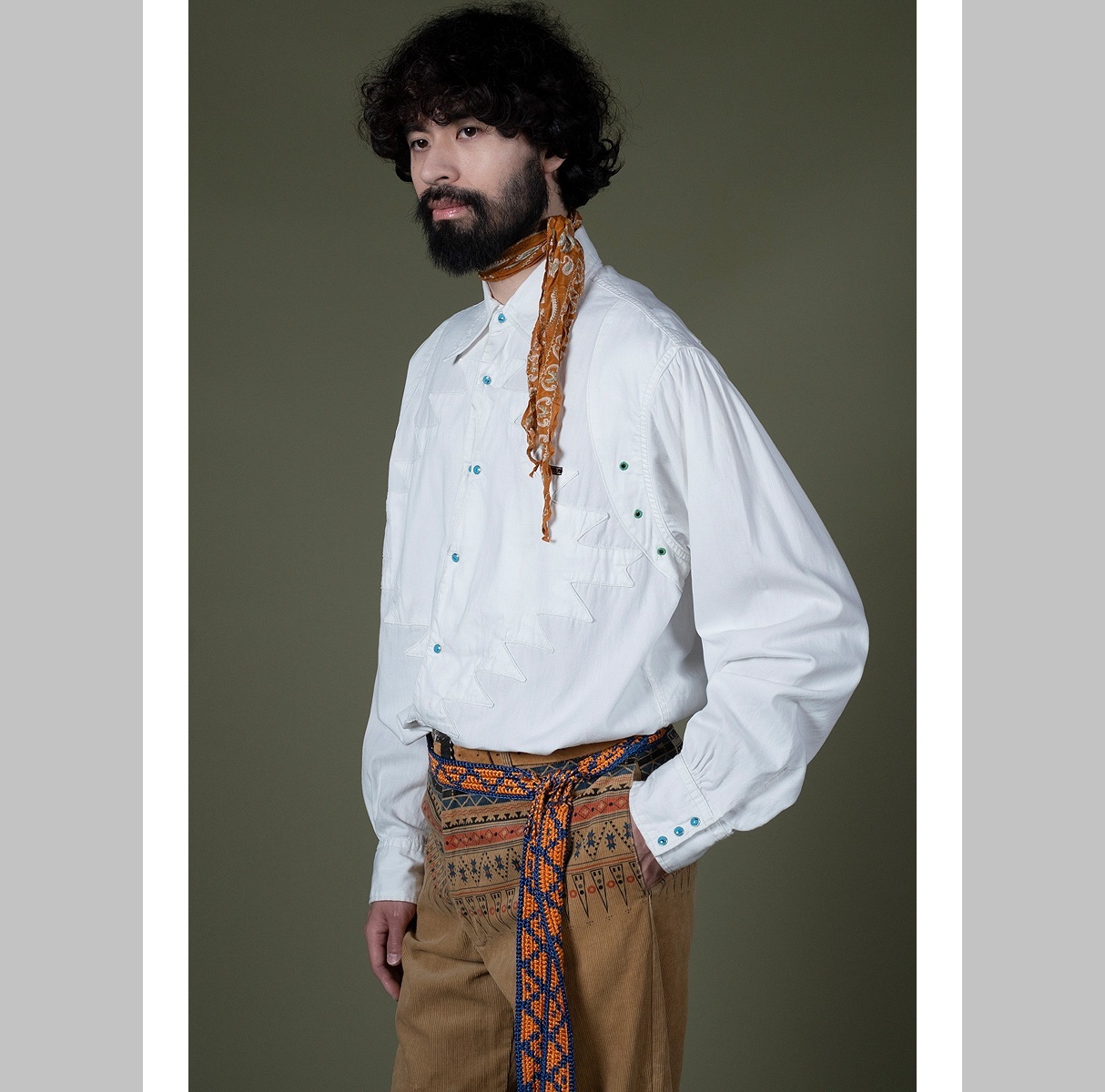 KAPITAL 2026 5.5oz White DENIM THUNDERBIRD Husky Western shirt - PRE ORDER ITEM (預訂中)