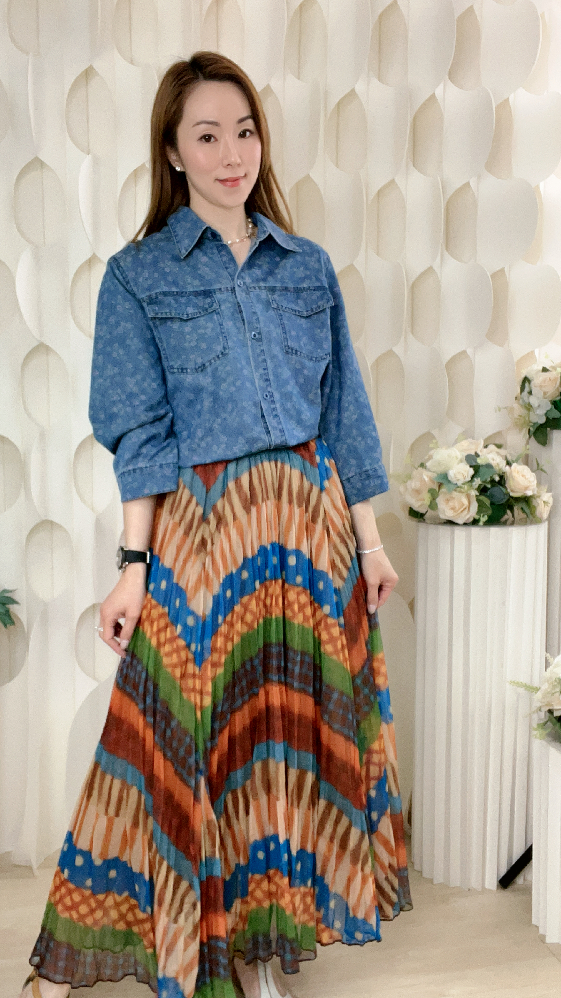 拼色紗網半截裙(腰23-40  臀50 長34吋) 3804 #1903clo