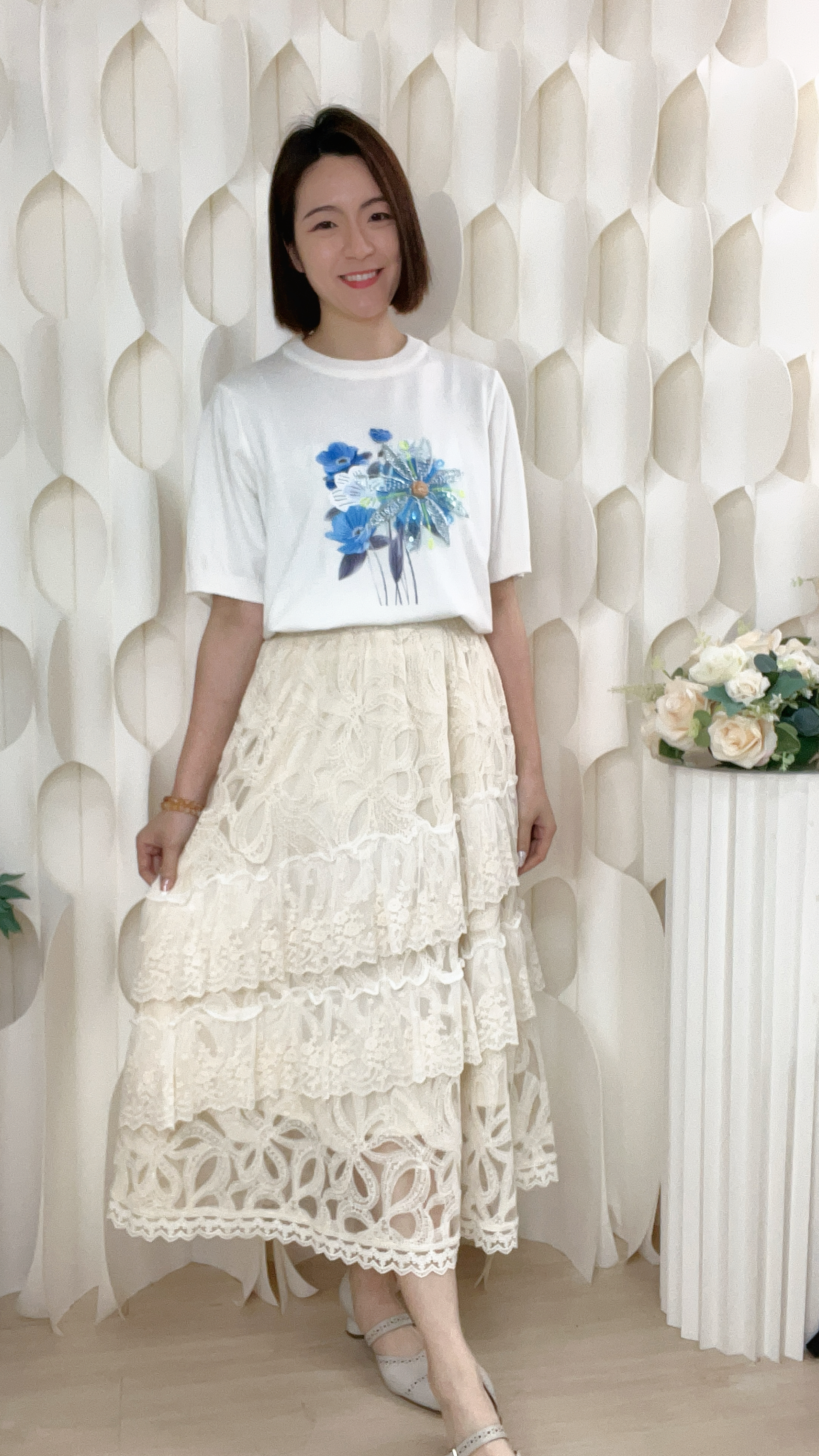 LACE刺綉蛋糕半截裙(腰26-36 臀50 長32吋) 3801 #1903clo