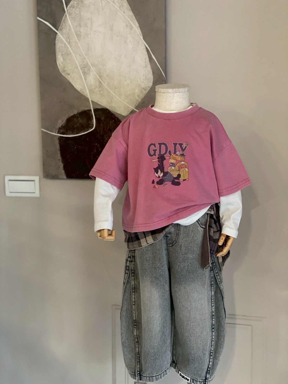 A04382貓與老鼠兩件套上衣