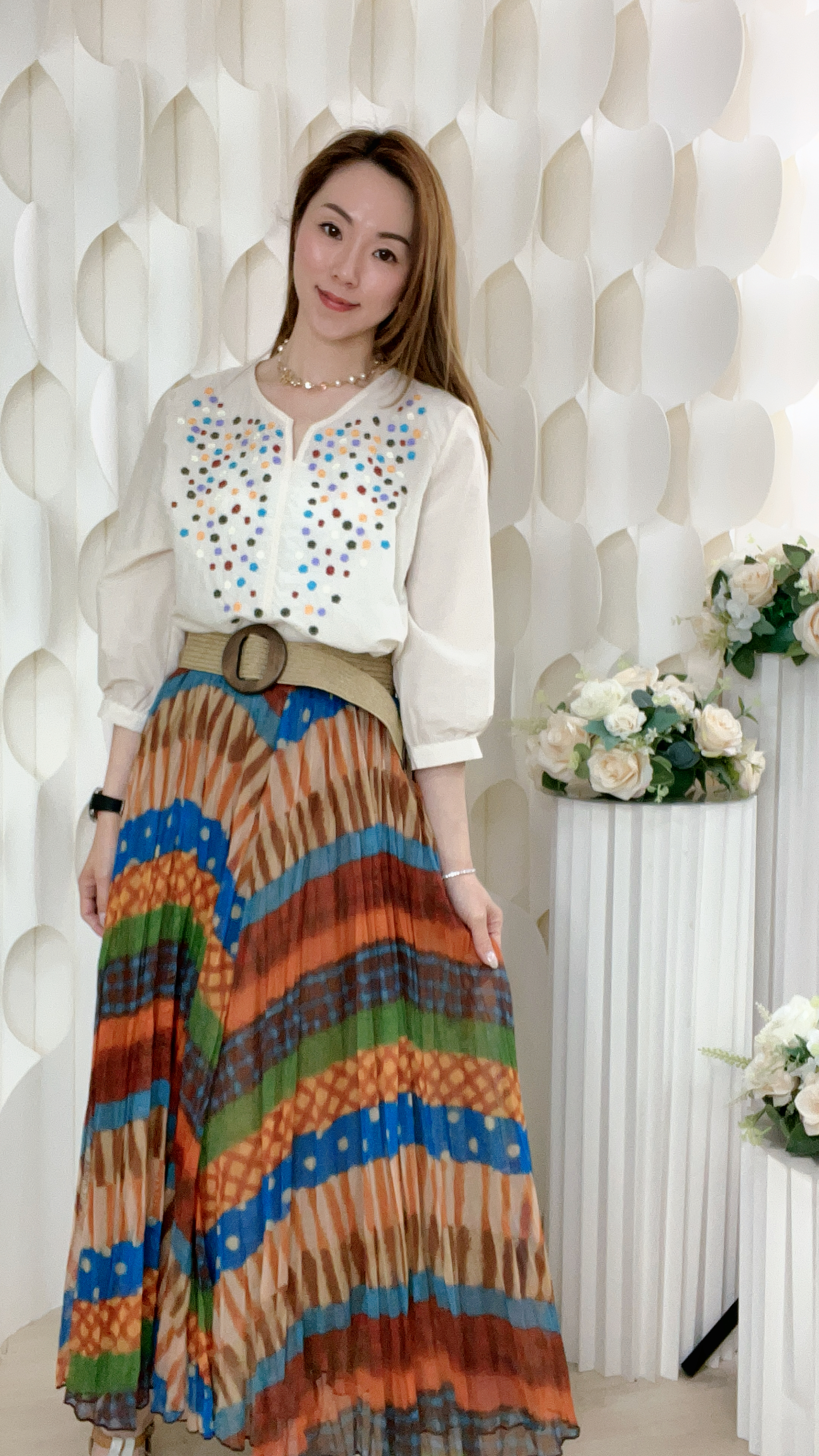 拼色紗網半截裙(腰23-40  臀50 長34吋) 3804 #1903clo