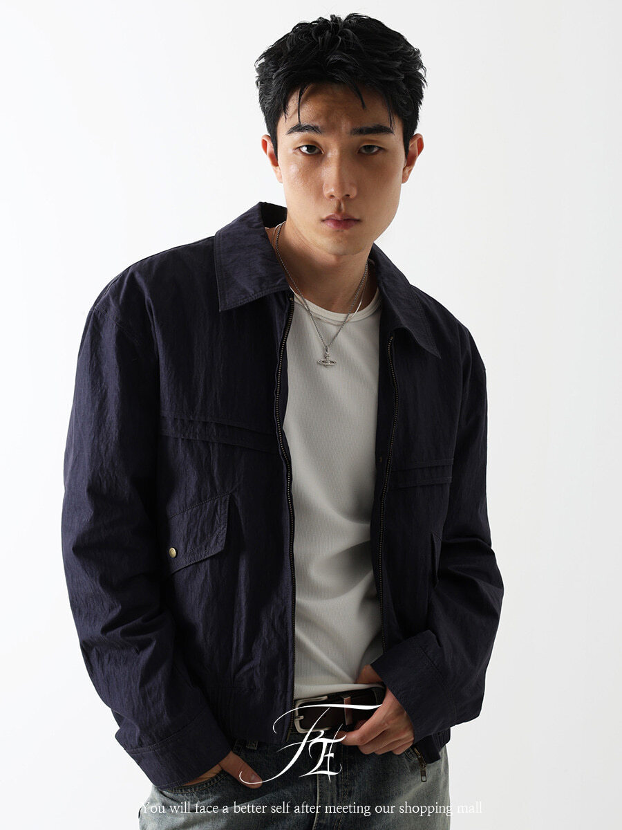 混紡短款鉚釘夾克