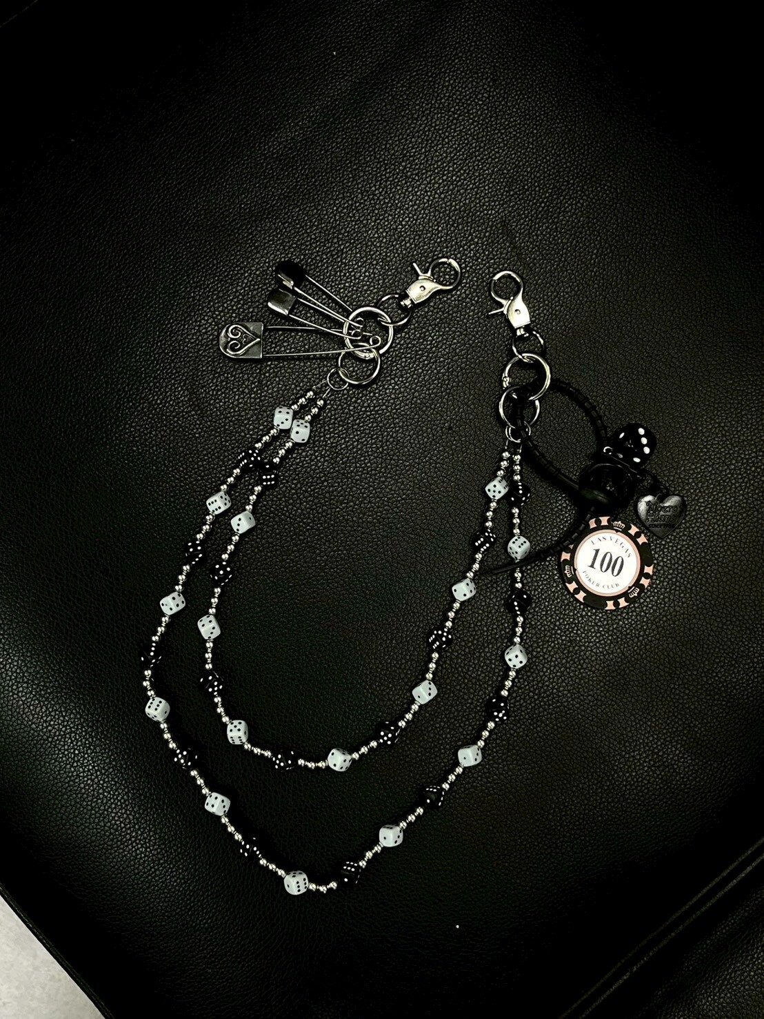 (GOAL) 雙層 黑白骰子 珍珠 褲鍊