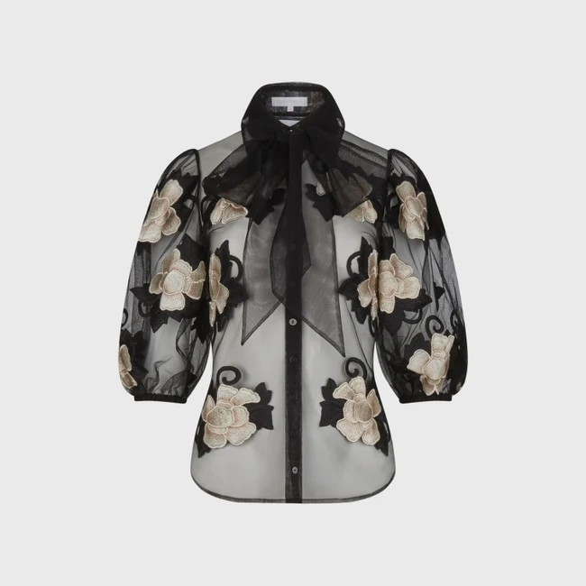 1AF0323-023 [ANNE FONTAINE] Estrella Shirt Black #P25F08403 (EU)