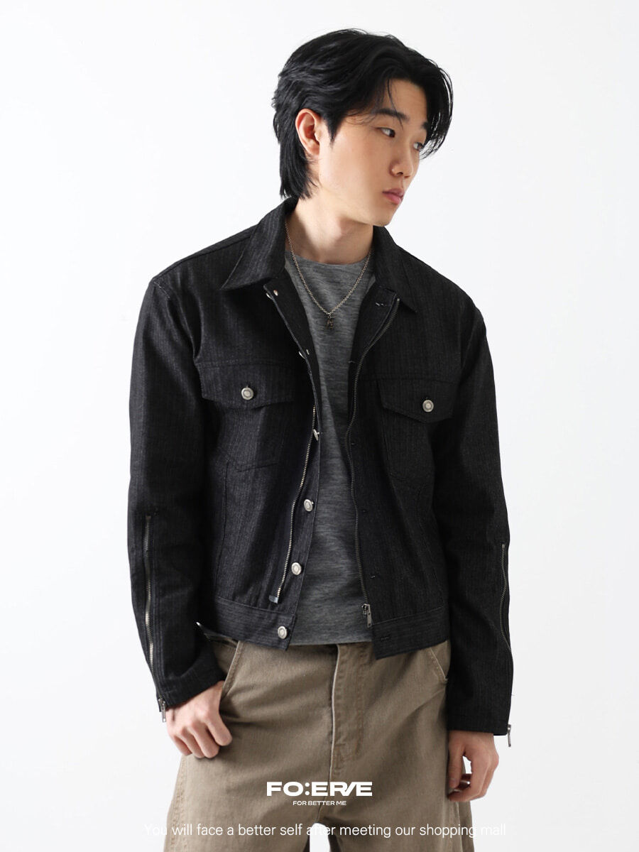 不褪色拉鍊短款牛仔夾克