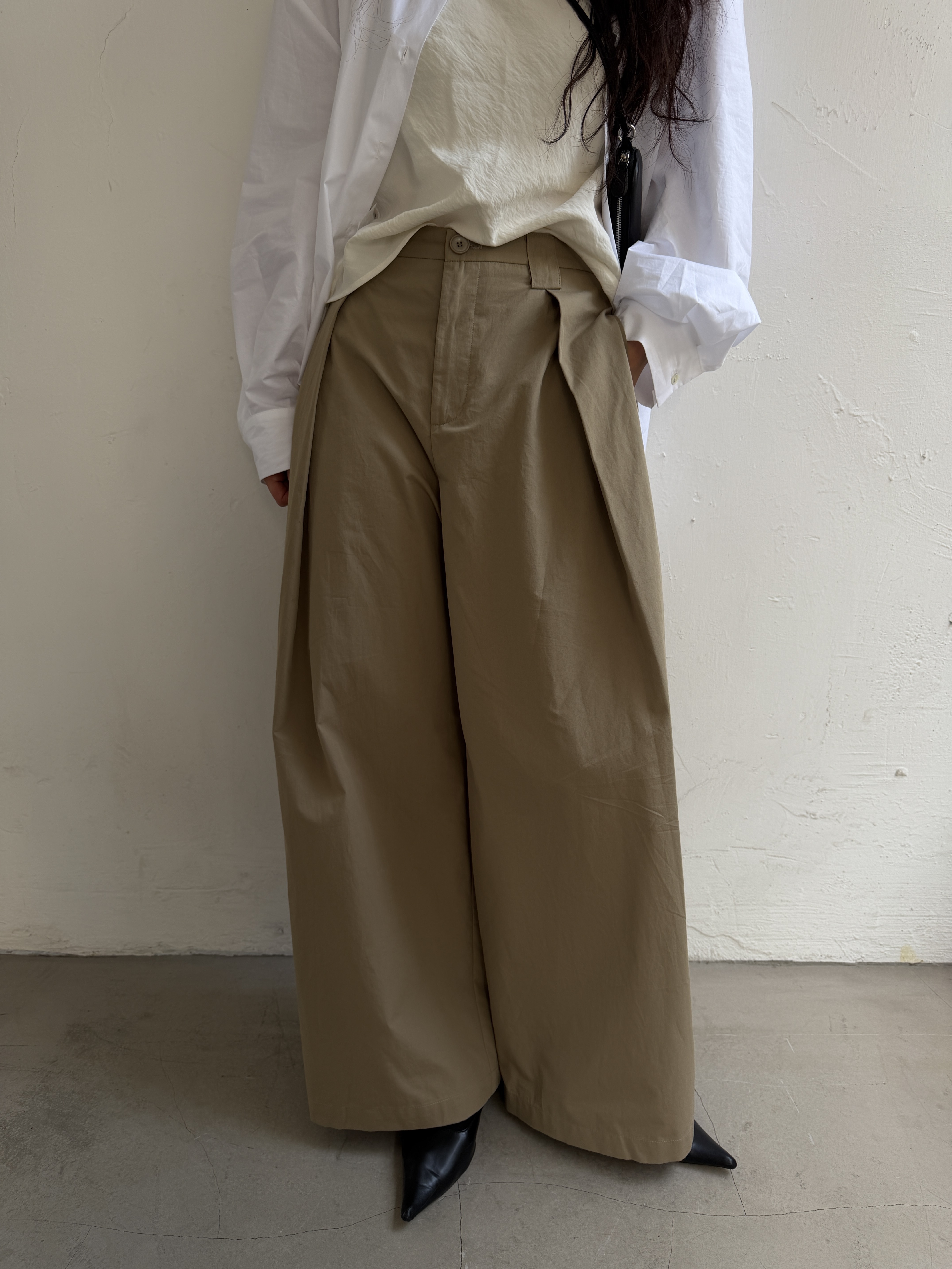 PDD Collection Wide-legs khaki trousers