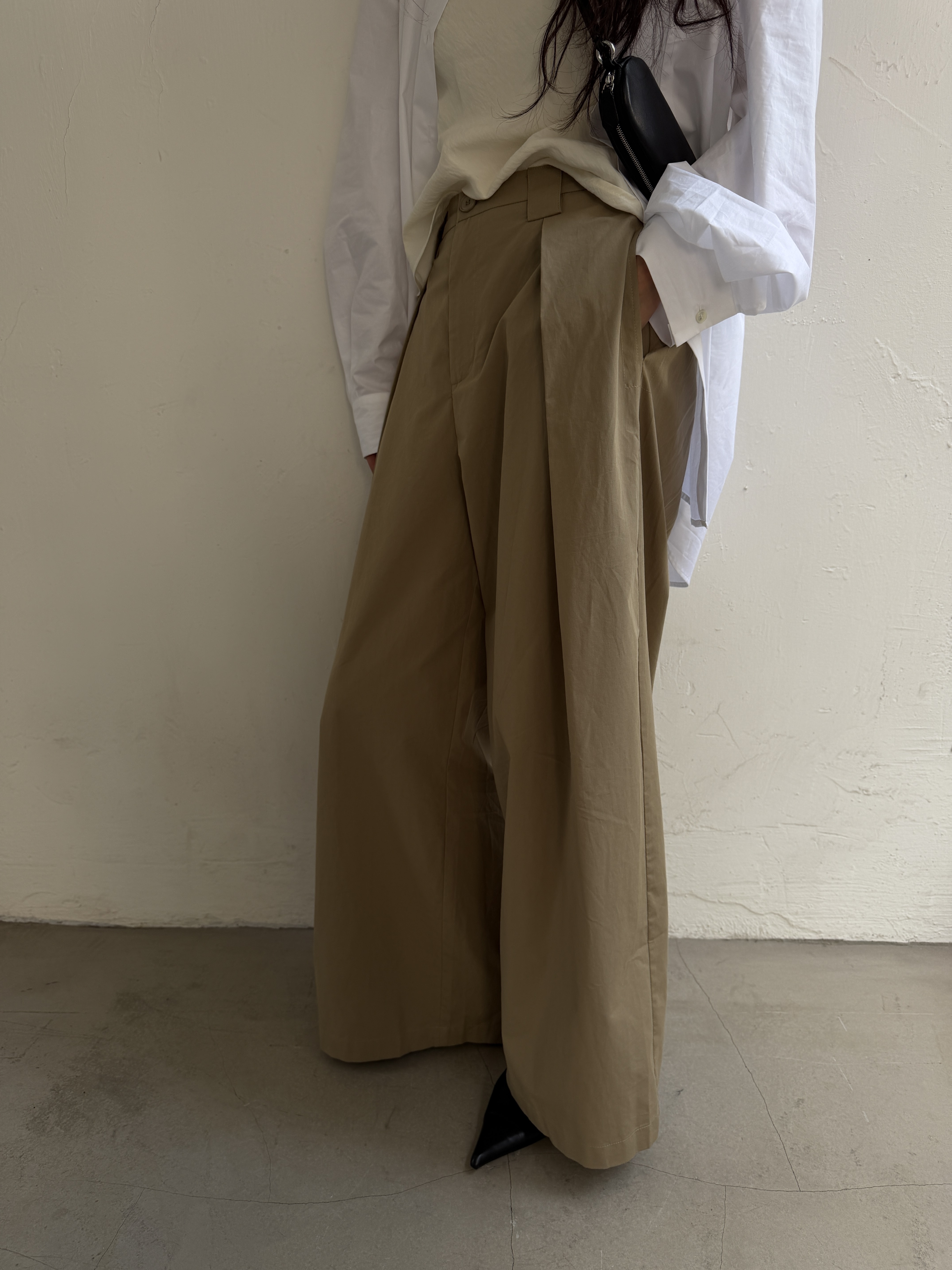 PDD Collection Wide-legs khaki trousers