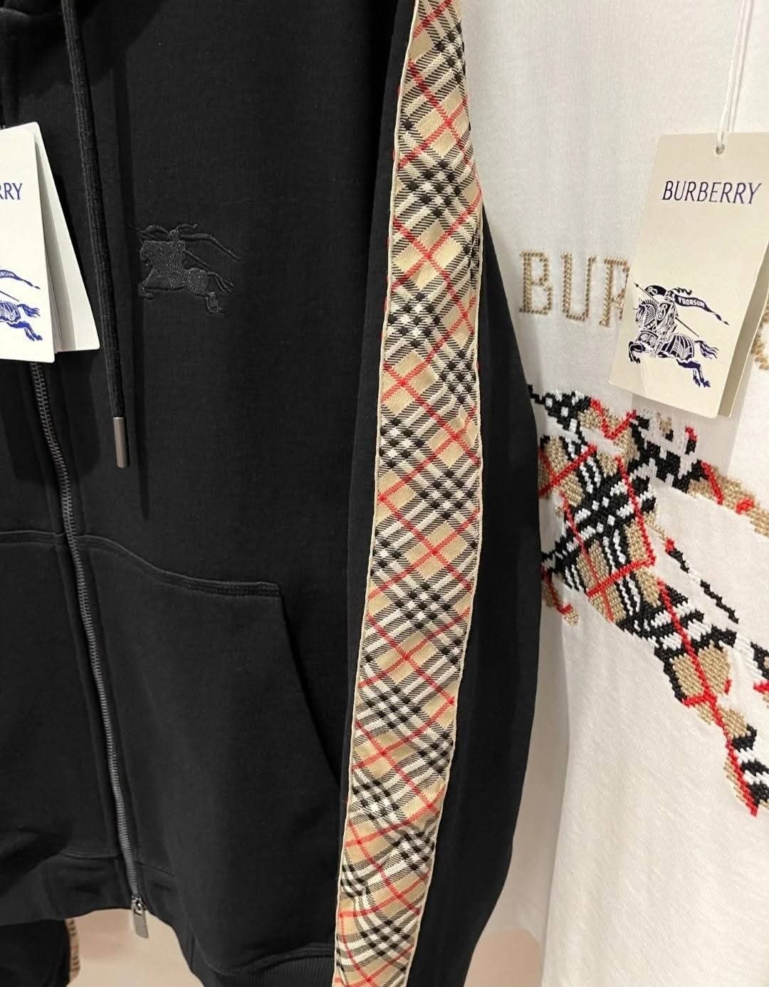 BBR 黑色 經典格仔袖 拉鍊外套 男女可穿