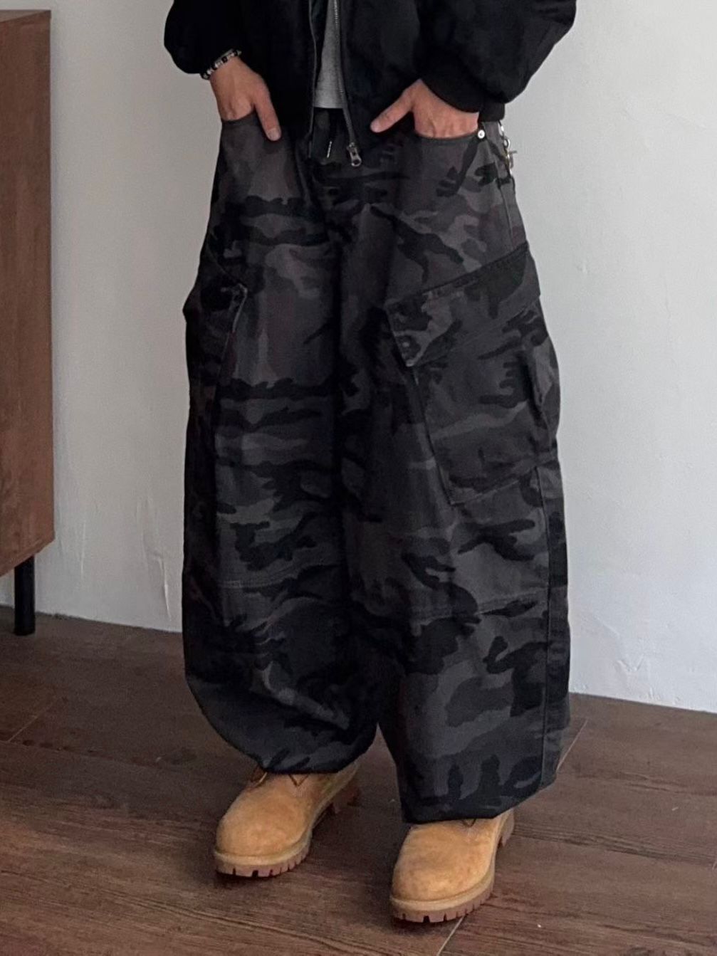 迷彩可束腳工裝鬆身褲 P3268