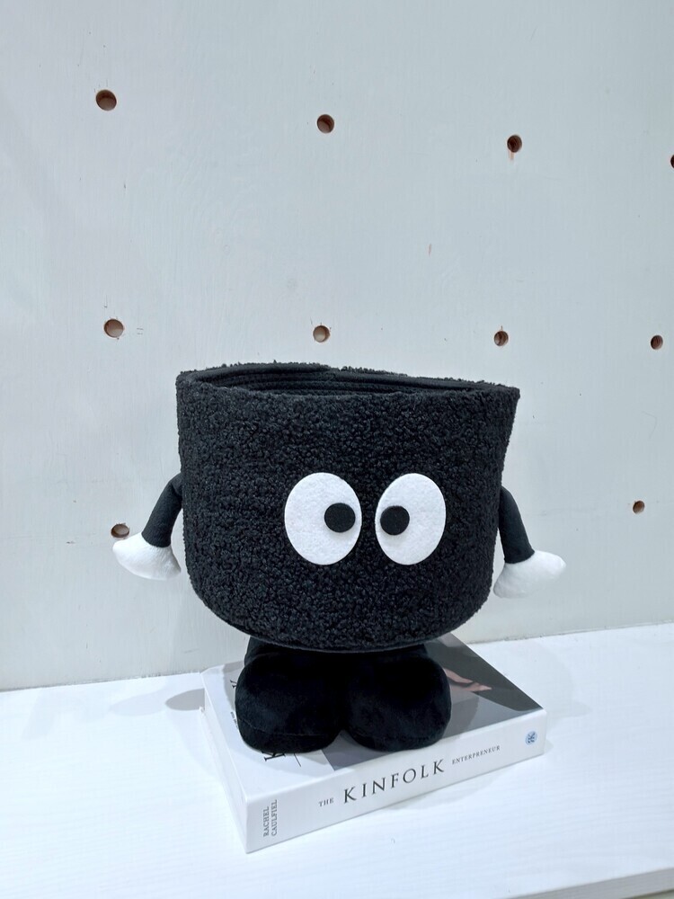 黑色大眼睛怪物毛毛置物籃