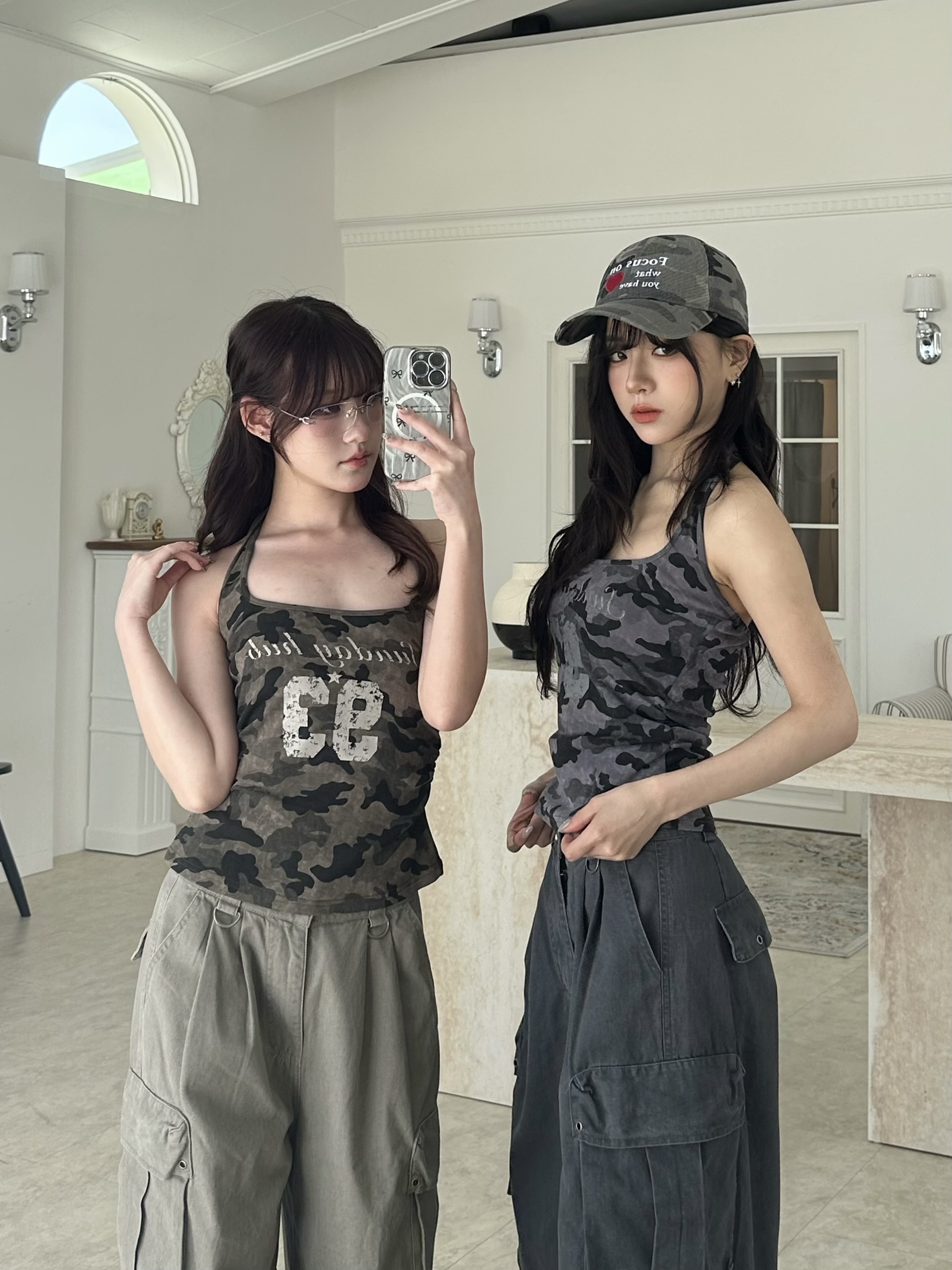 迷彩字母掛脖背心