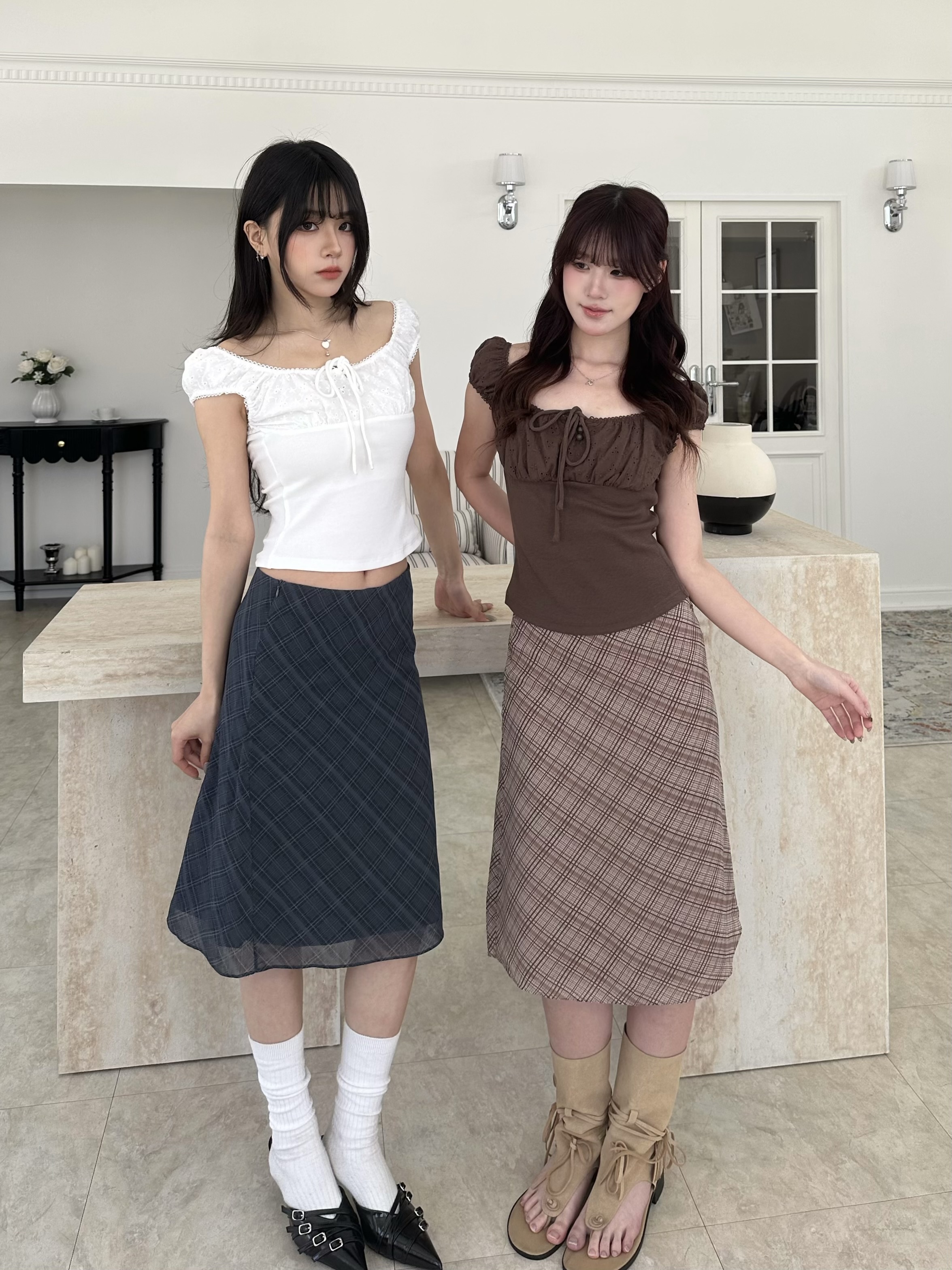 上癮的女人味格紋中裙