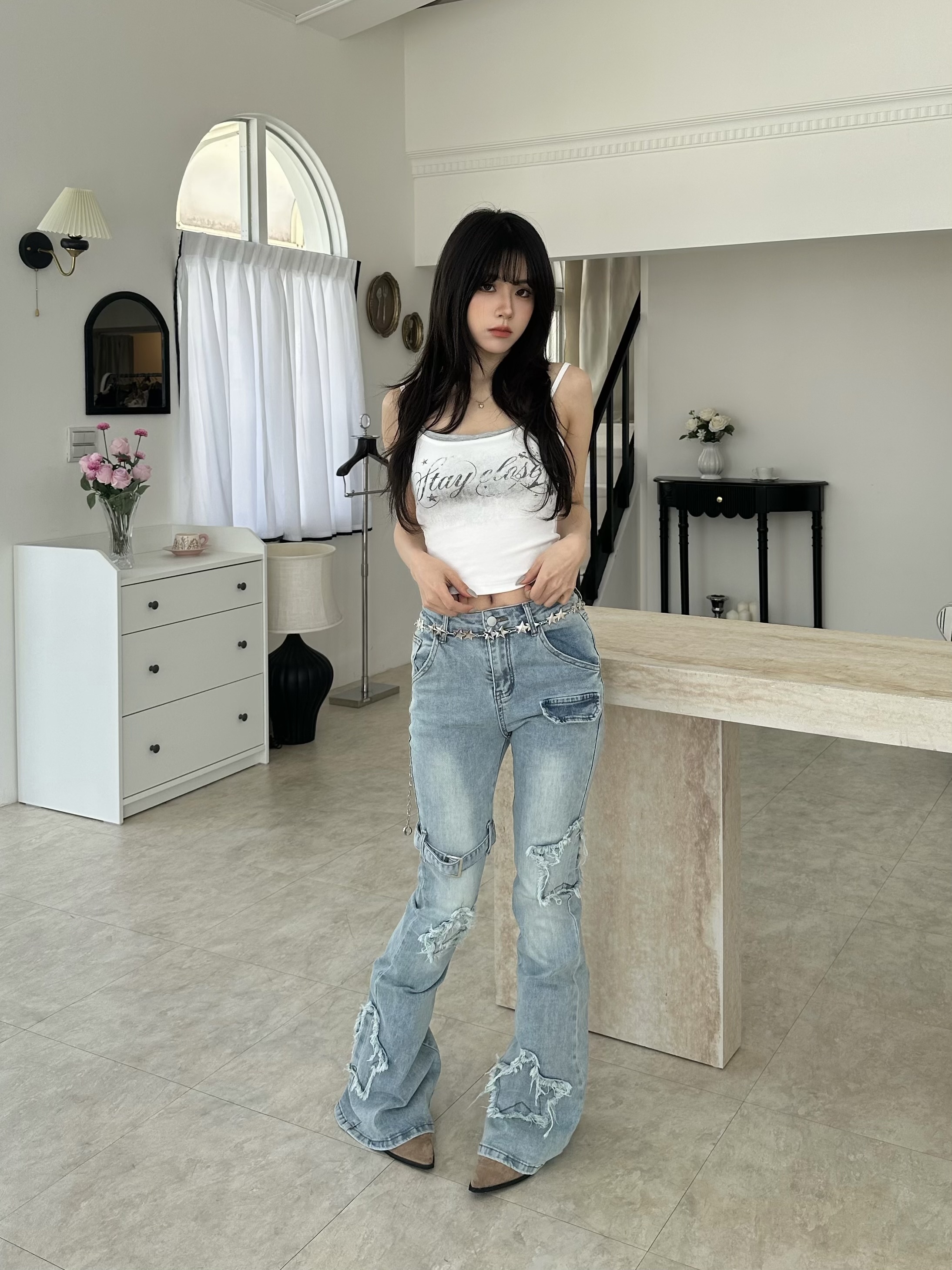 星空少女抽鬚牛仔喇叭褲