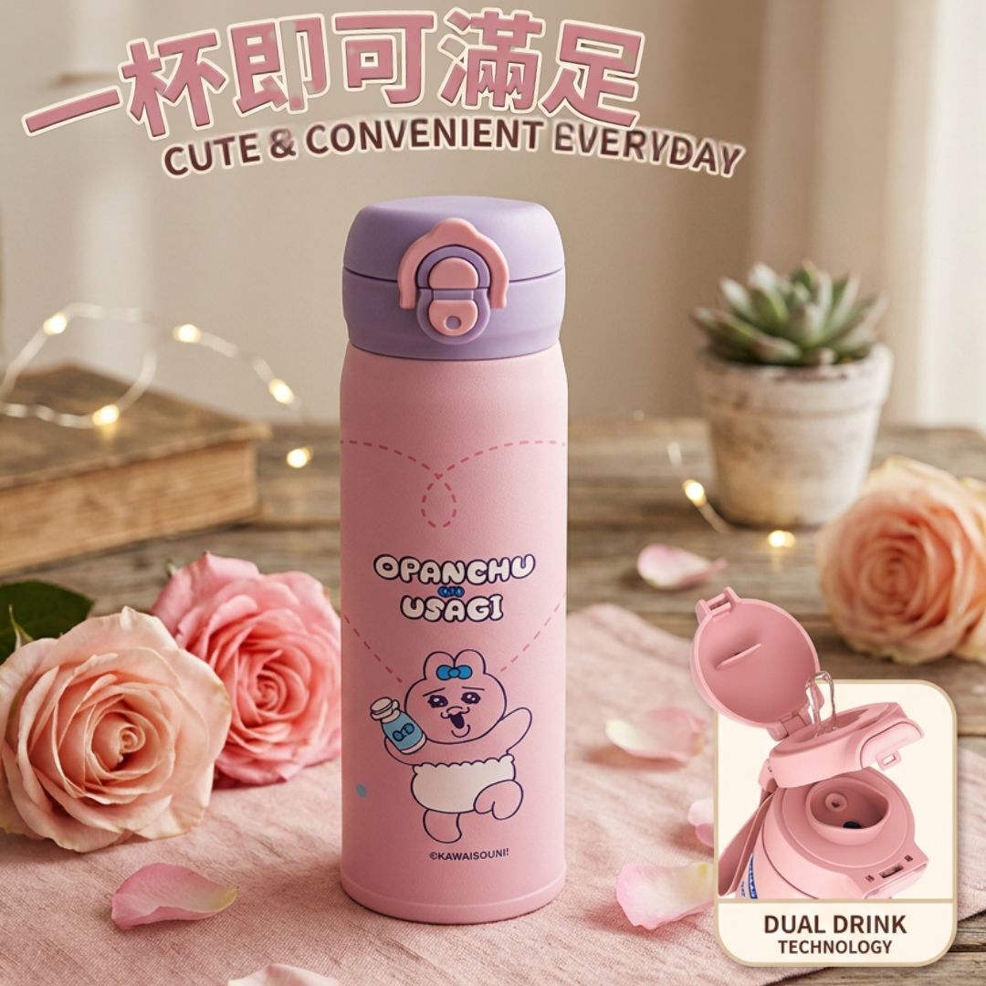 褲褲兔 底褲兔|兩段開合式吸管真空冷熱保溫杯