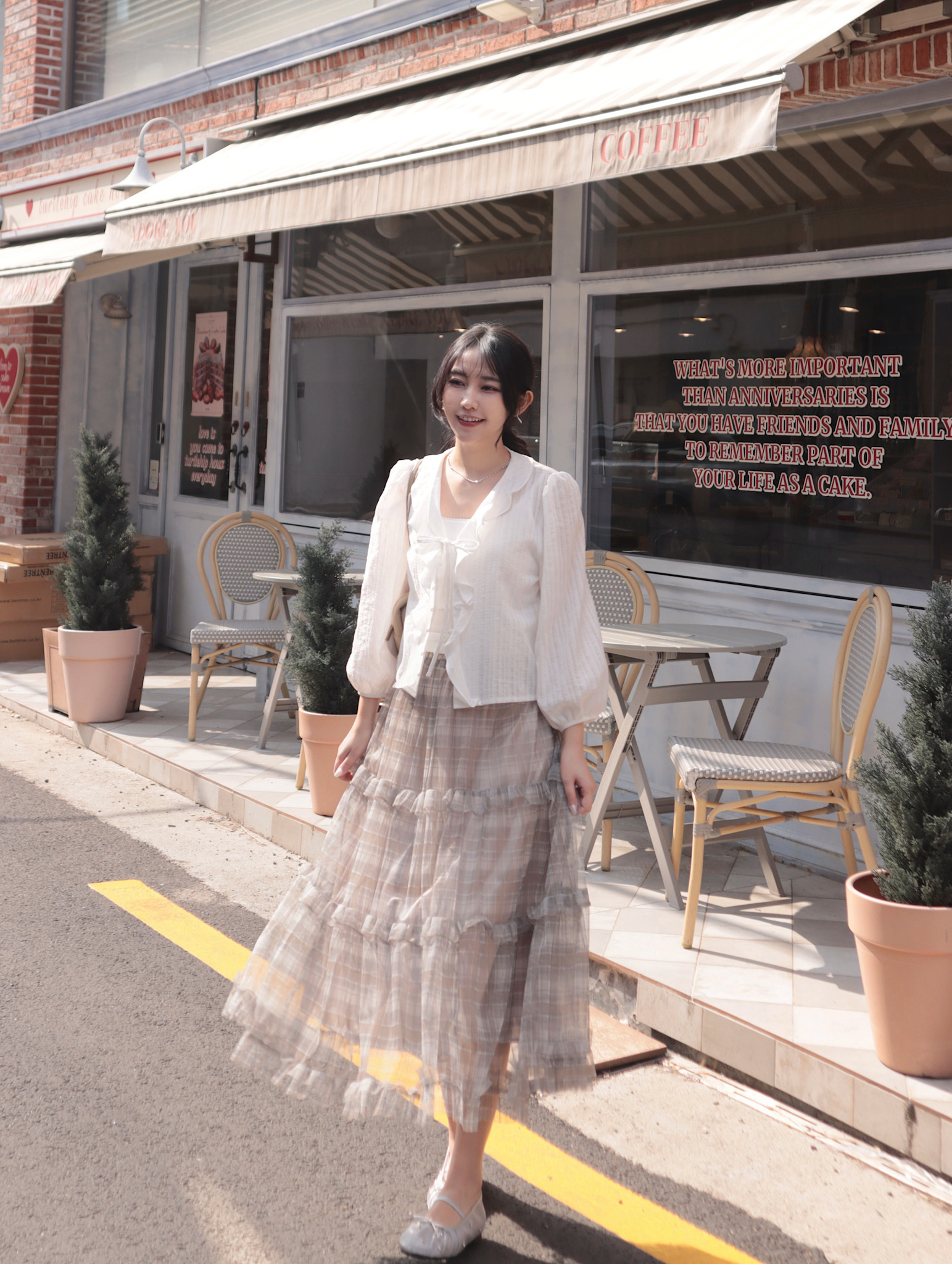 26B106 本期推薦 暮光濾鏡格紋千層蛋糕紗裙 (韓國布料)