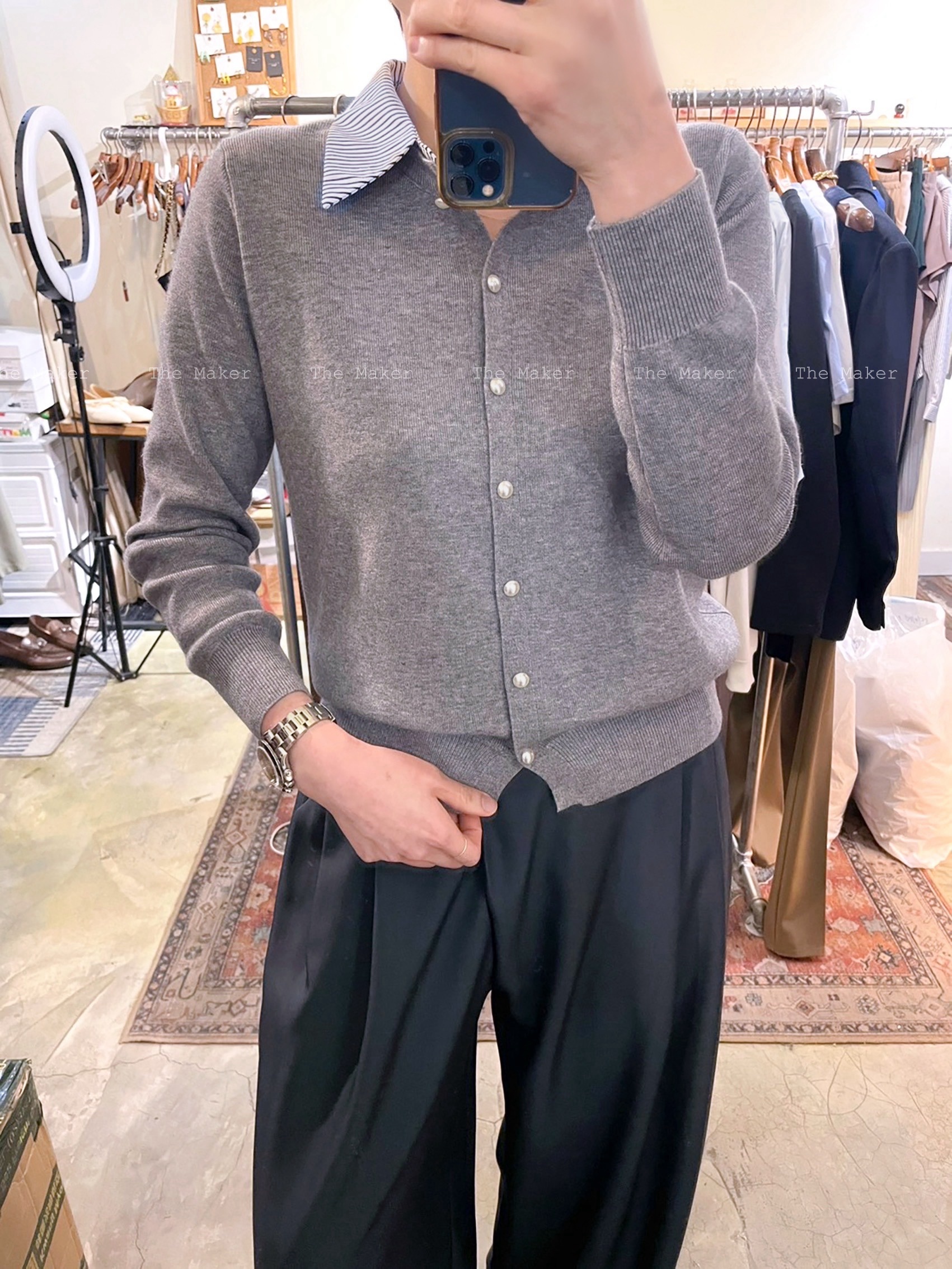 👔 間條領Cardigan 👔