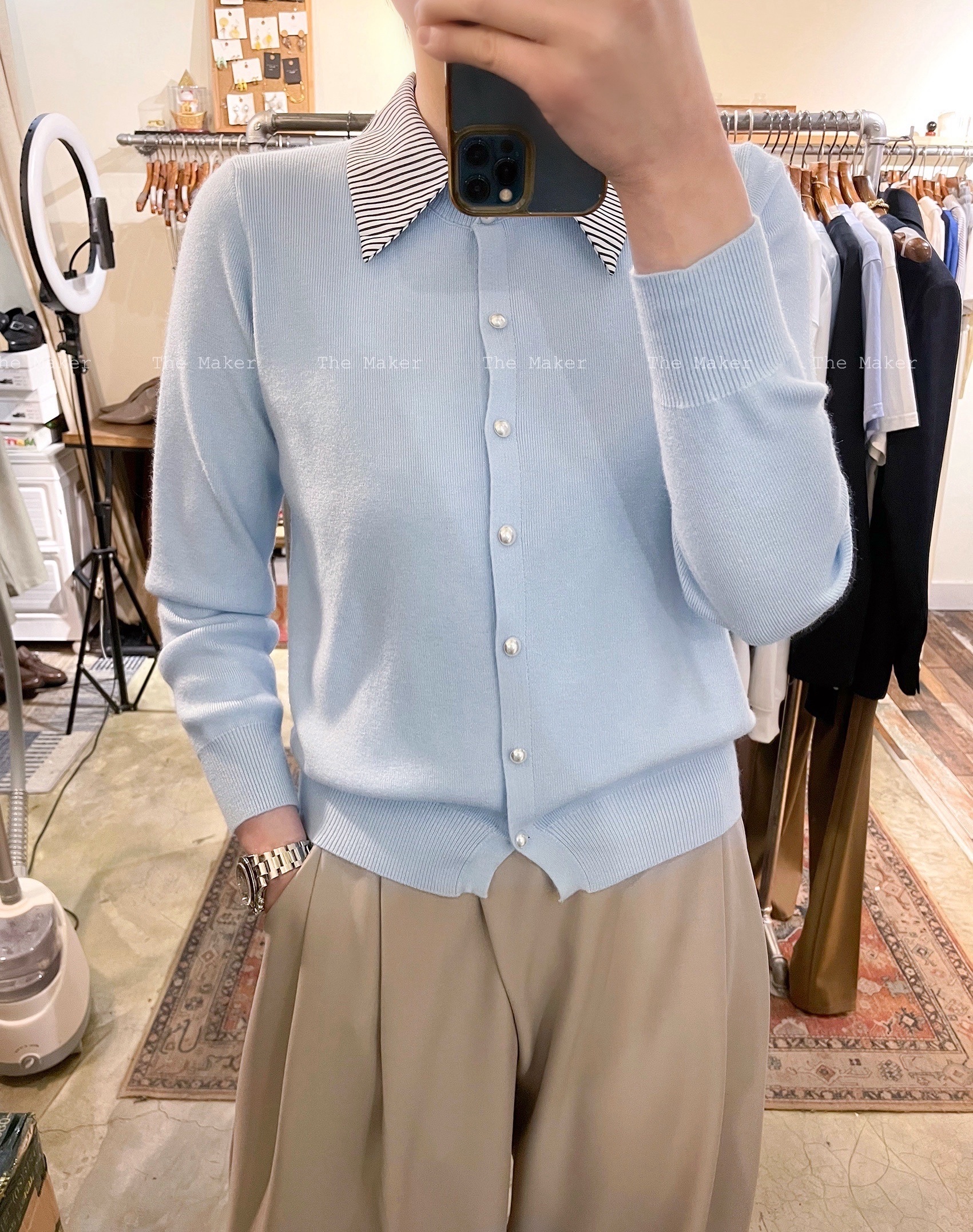 👔 間條領Cardigan 👔