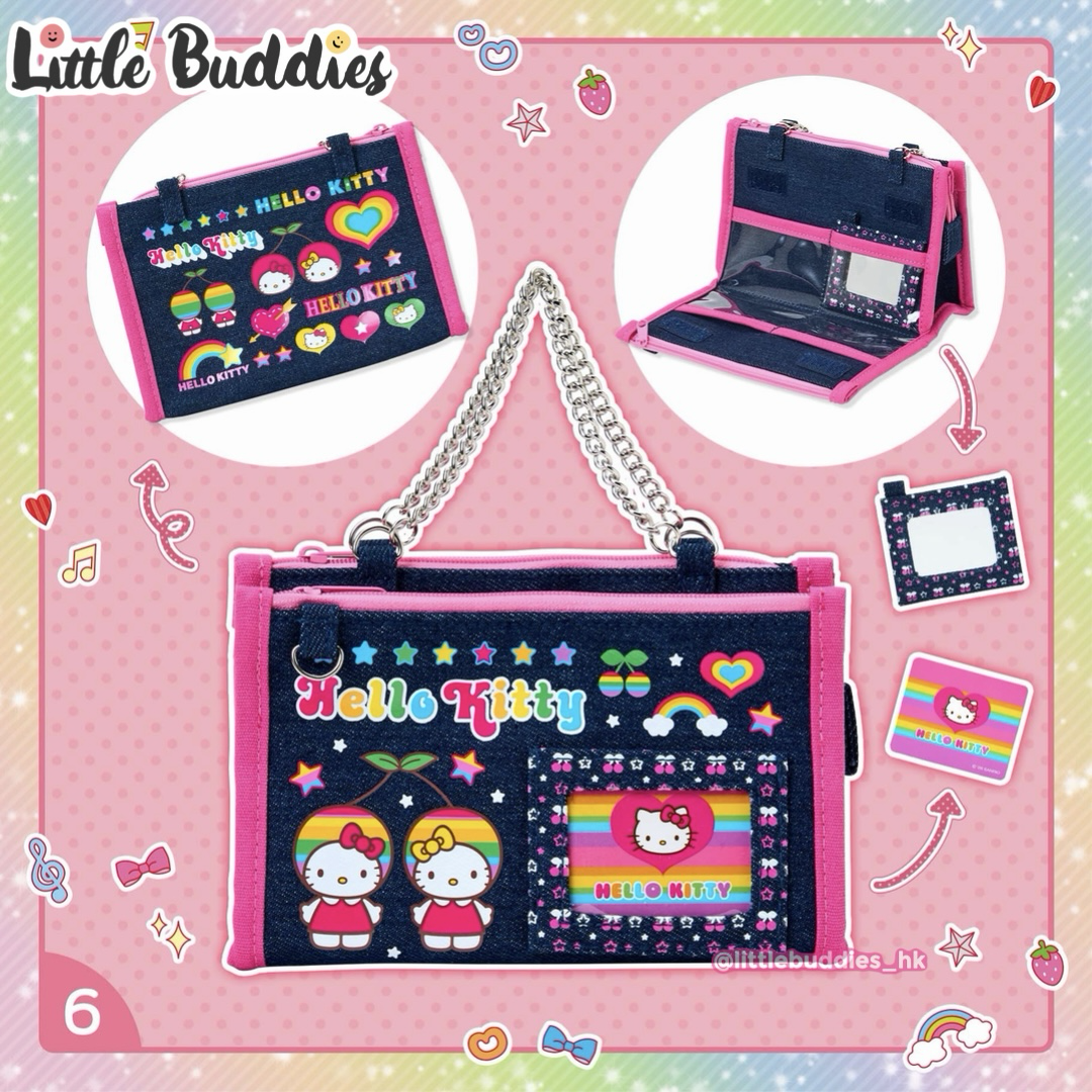日本 Sanrio Y2K風格系列 - 牛仔布化妝袋連鏡