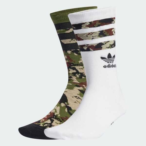 Adidas 愛迪達 Camo Crew 2pp IS0739 中筒襪 白 迷彩 羅紋襪口 穿搭 2雙入
