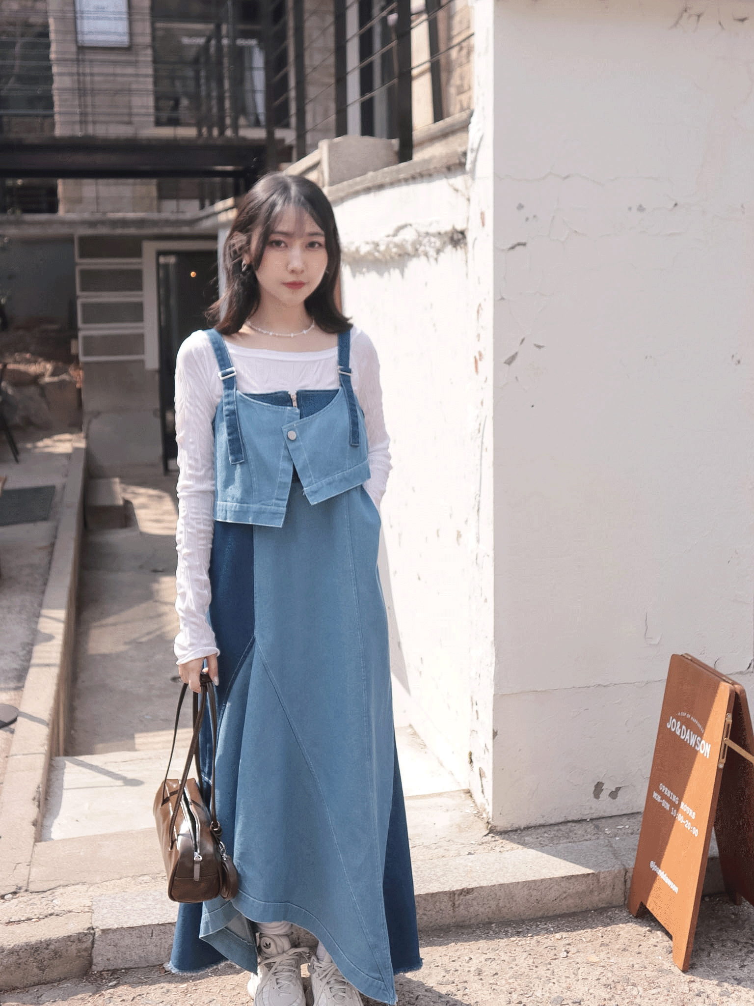 26B202 高第的設計圖_設計師款不規則魚尾拼接牛仔吊帶洋 (自留款)