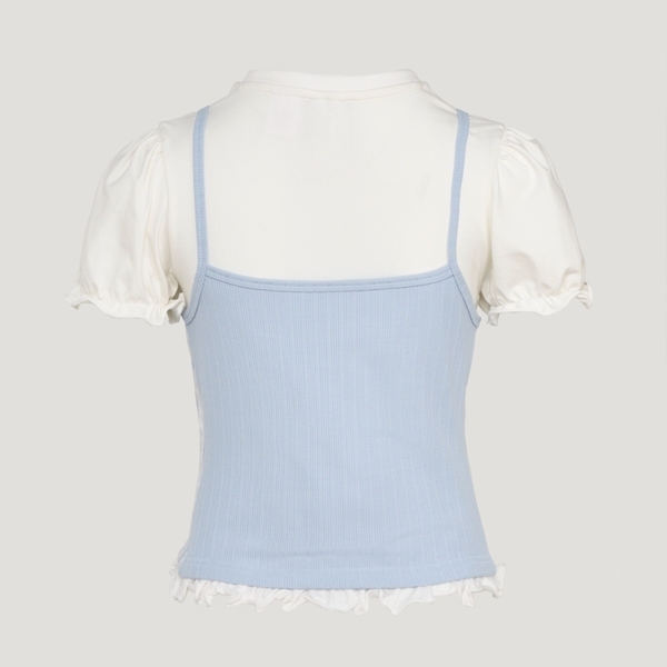 Adidas 愛迪達 Slim Tee KY3298 女 休閒短袖 藍白 亞版 泡泡袖 針織