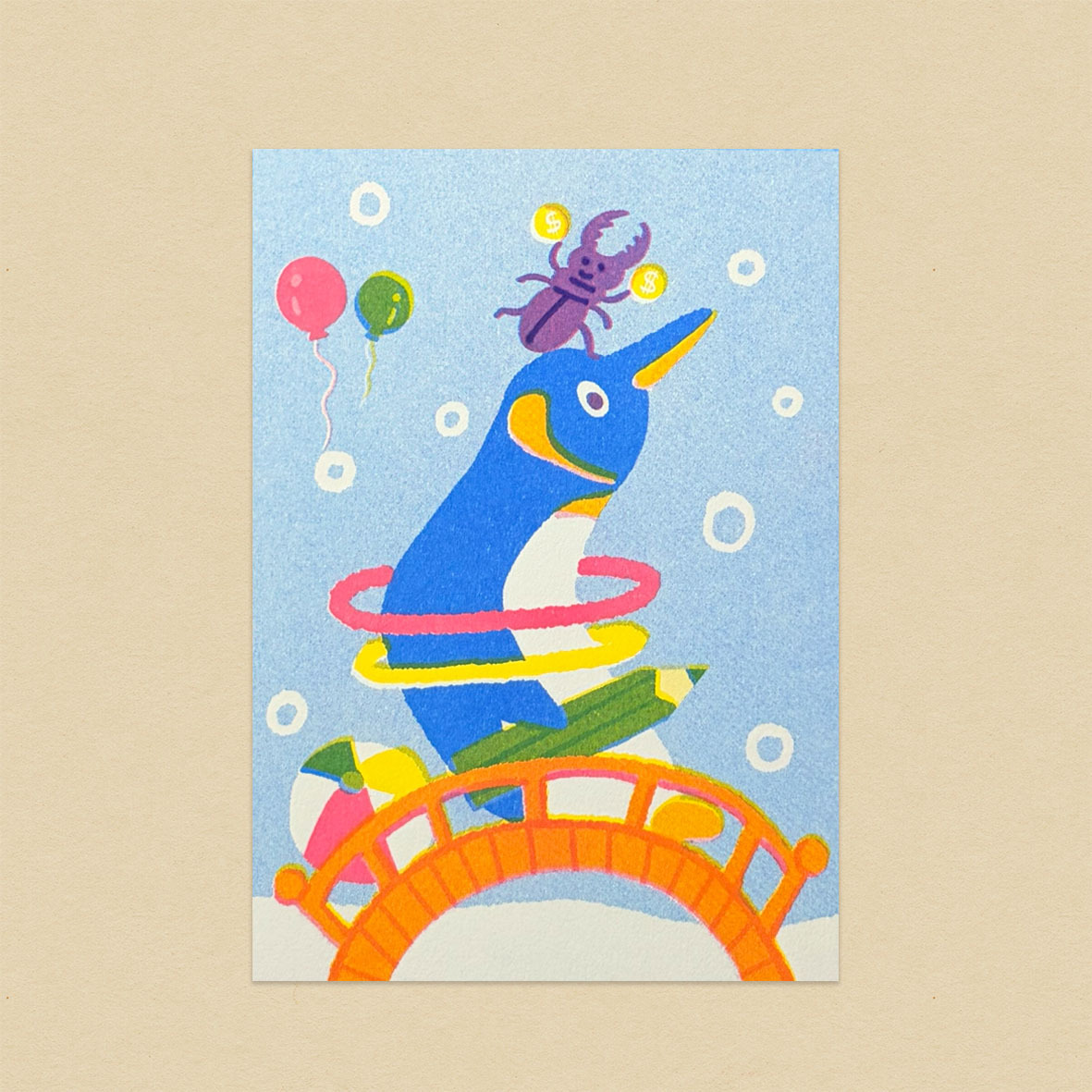 企鵝的「ㄑ」/孔版印刷明信片