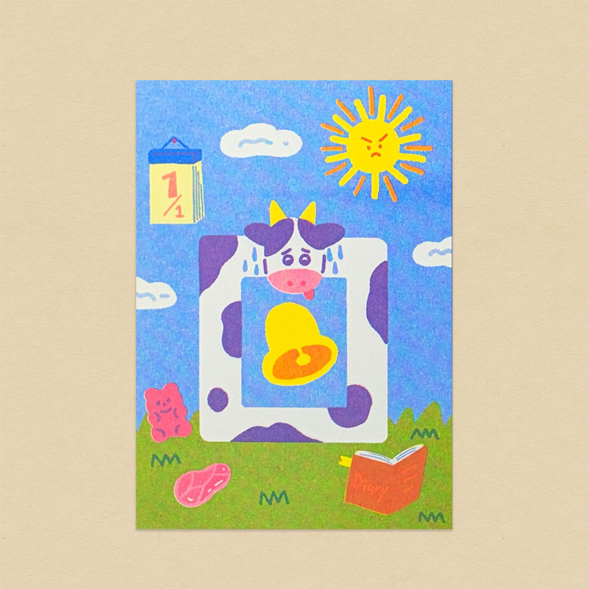 乳牛的「ㄖ」/孔版印刷明信片