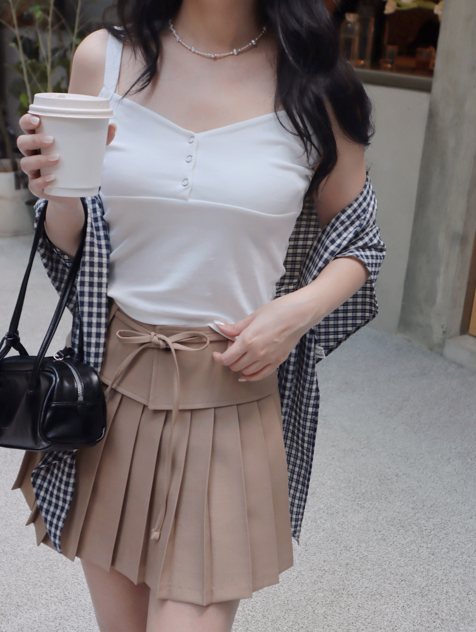 26B110 本期推薦!  回歸舞台可鹽可甜腰封拼接百褶短褲裙