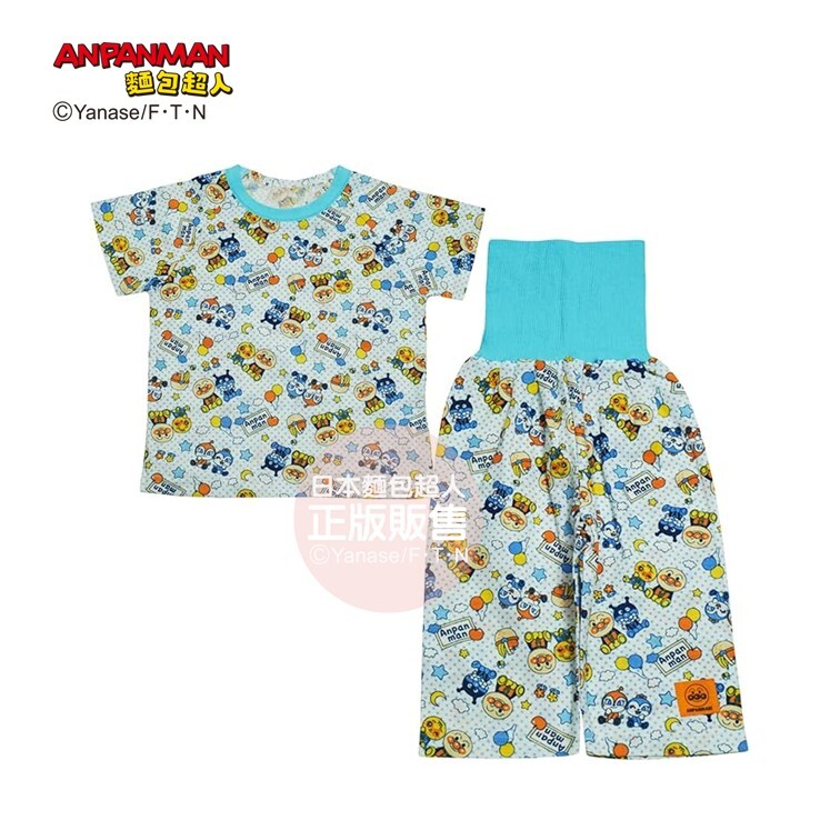麵包超人 女孩坐坐滿板短袖睡衣-粉紅、天空藍 (80、90、100cm)